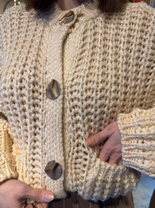 Pega Bej Gold Düğmeli Hırka