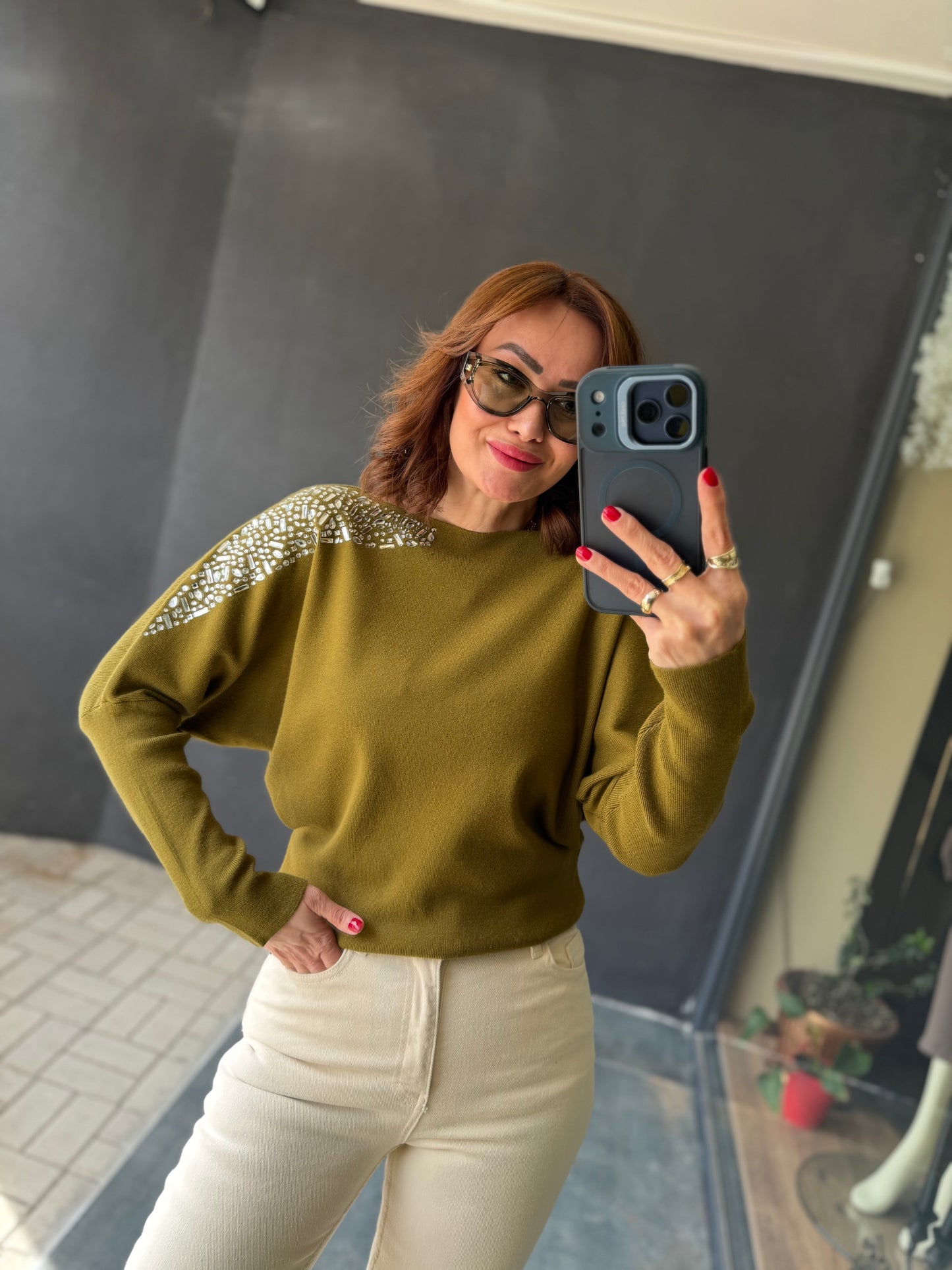 Crowi Yeşil Elit Triko Bluz