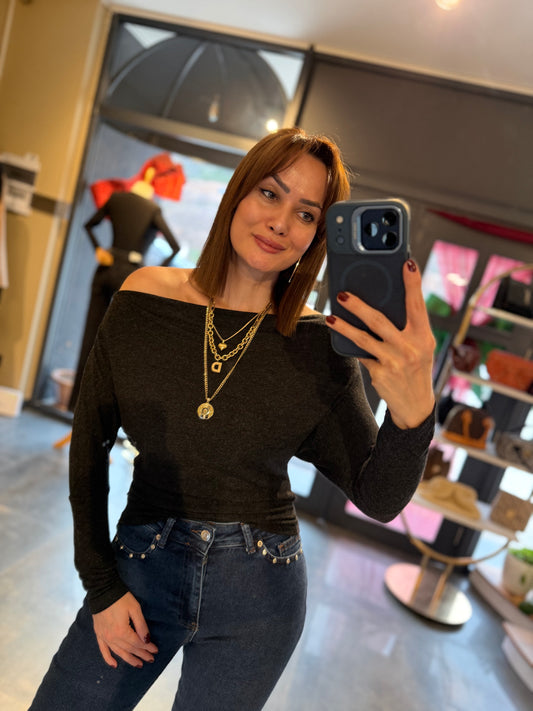 Virgin Antrasit Yumoş Bluz