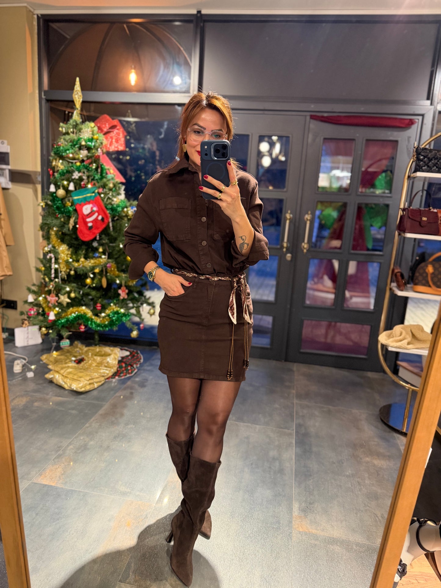 Xlove Kahve Toparlayıcı Jean Elbise