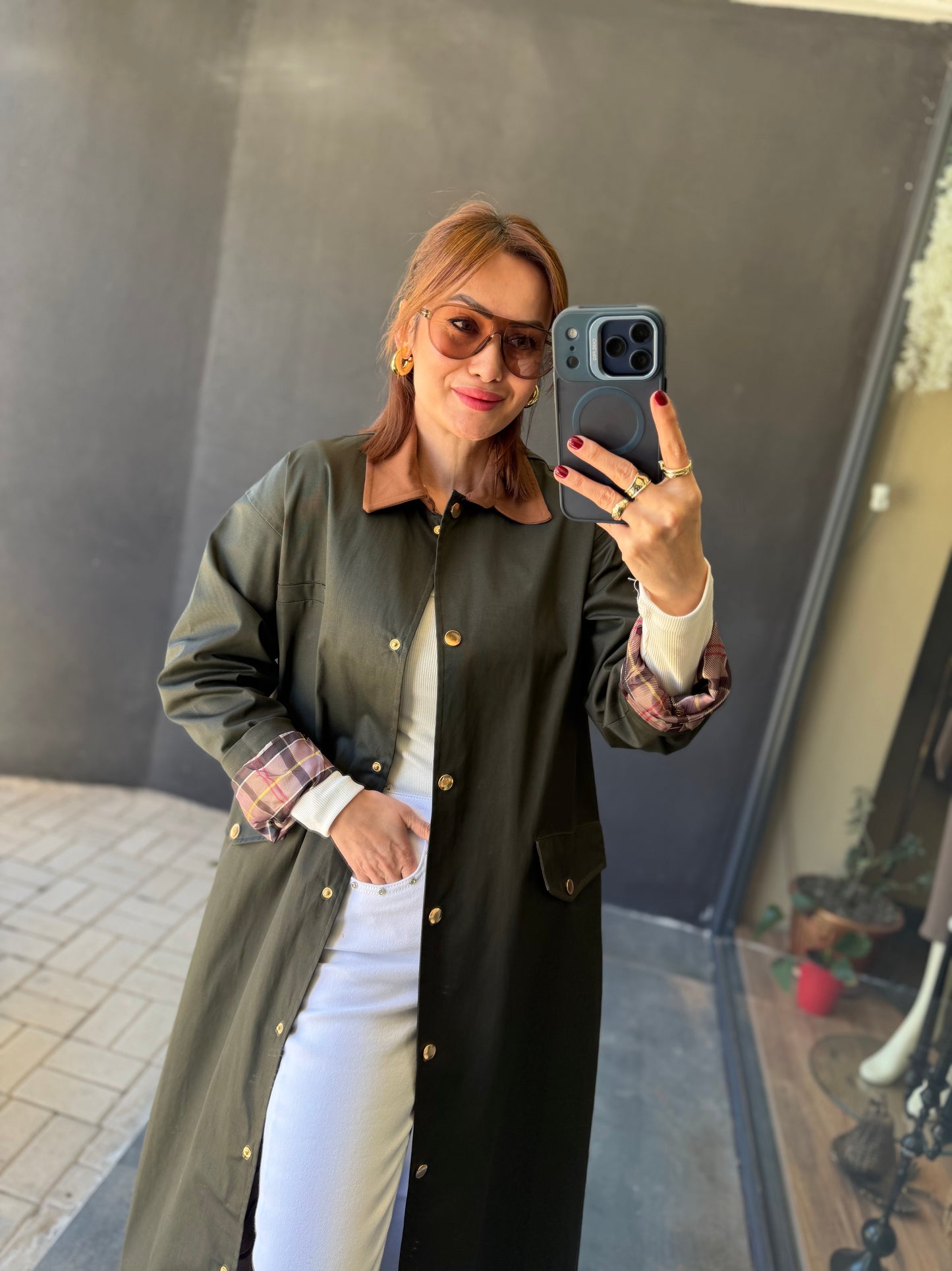 Mesli Haki Su Geçirmez Trench