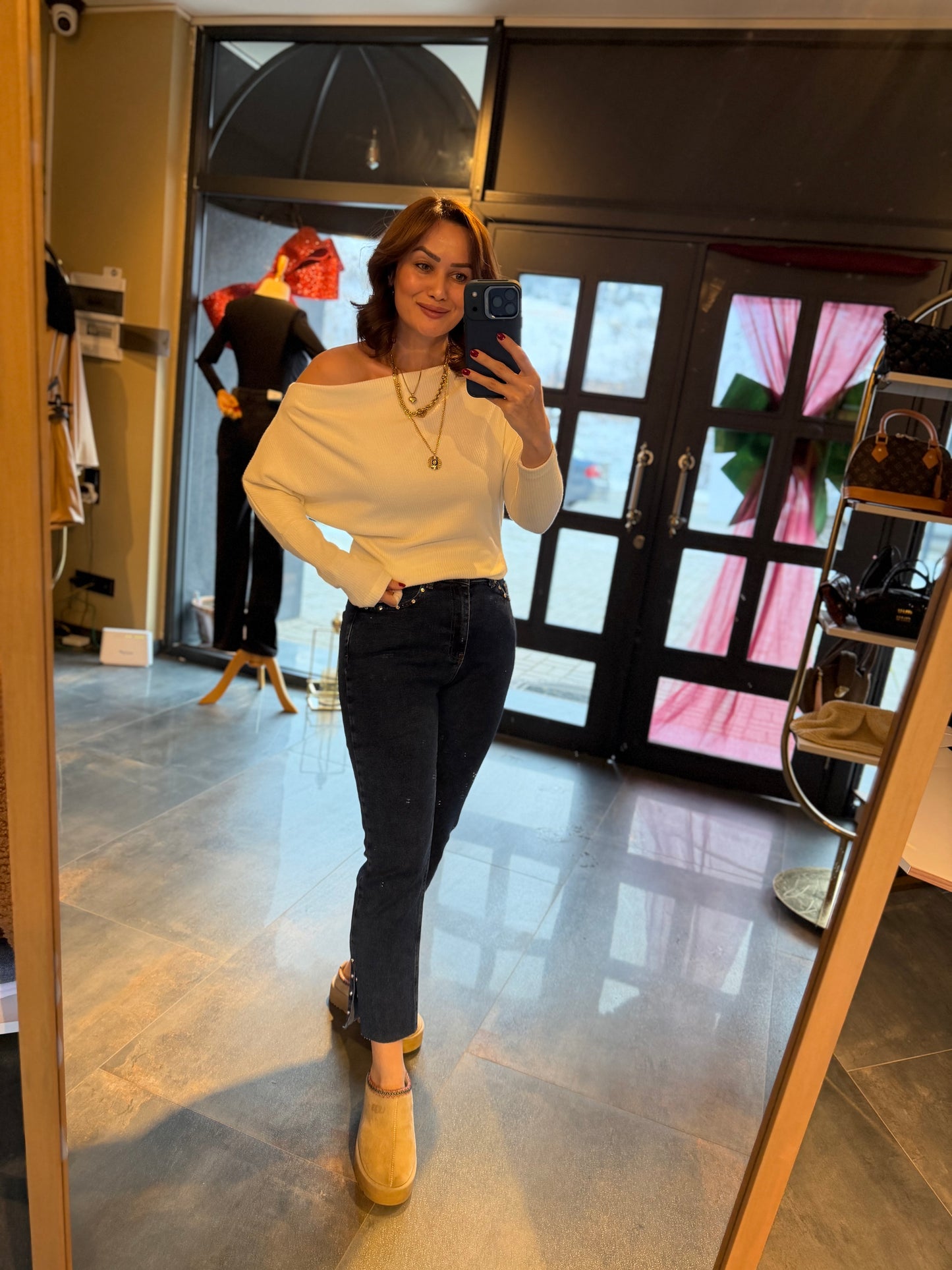 Mysecret Beyaz Kayık Yaka Fitilli Bluz