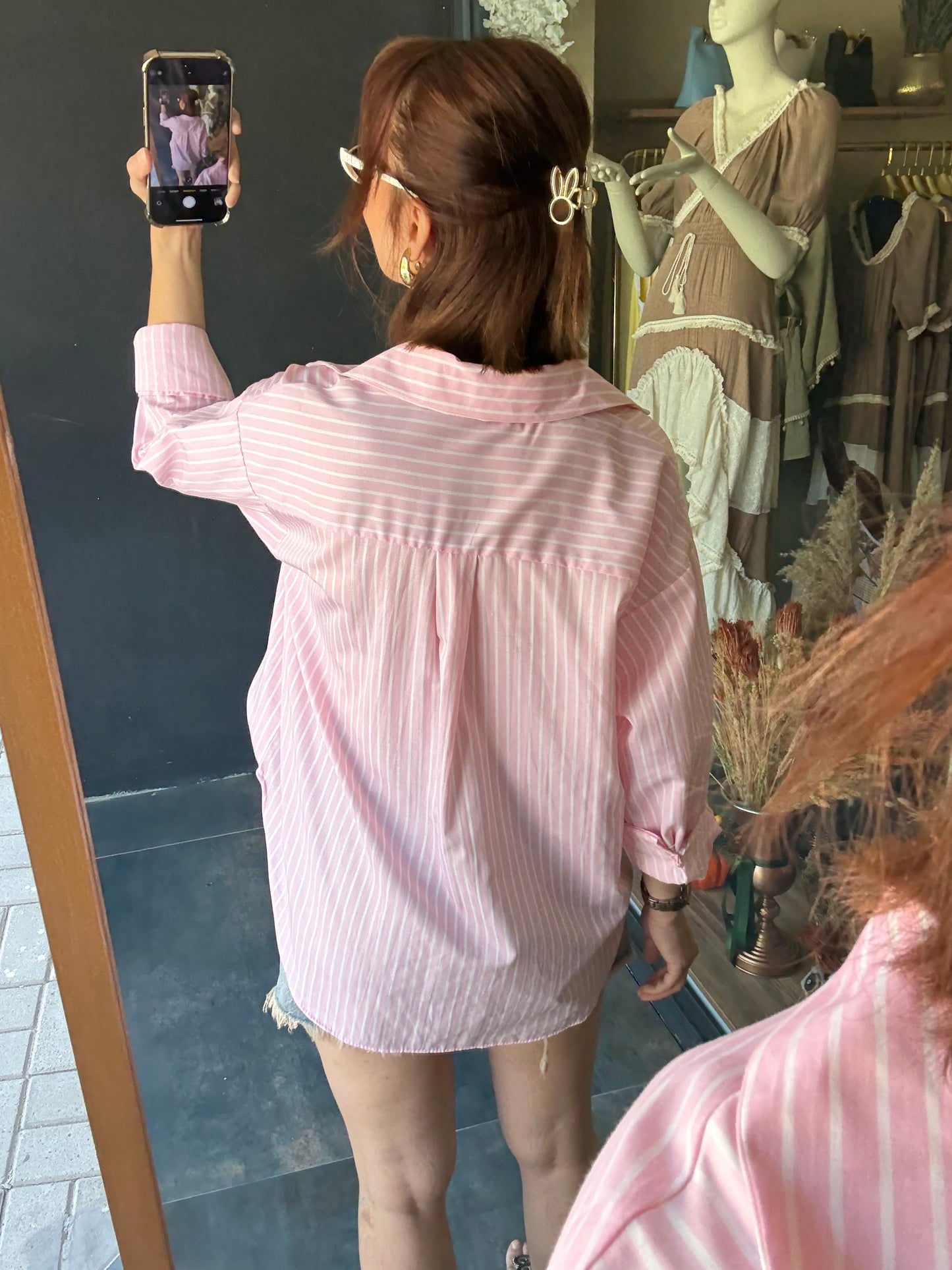 Bısou Pembe Fiyonk Nakışlı Gömlek