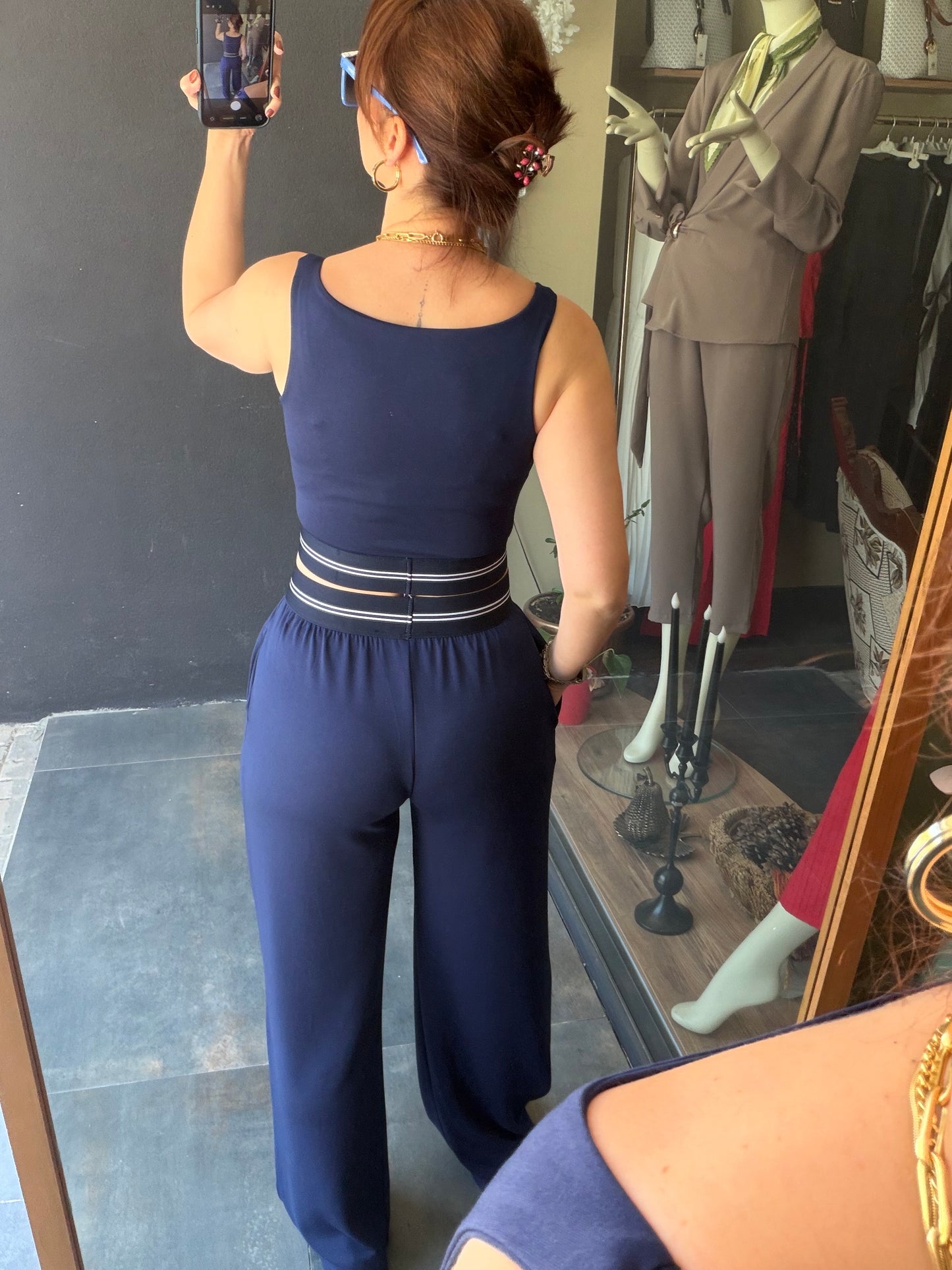 Vestal Lacivert Modal Crop & Pantolon Takım