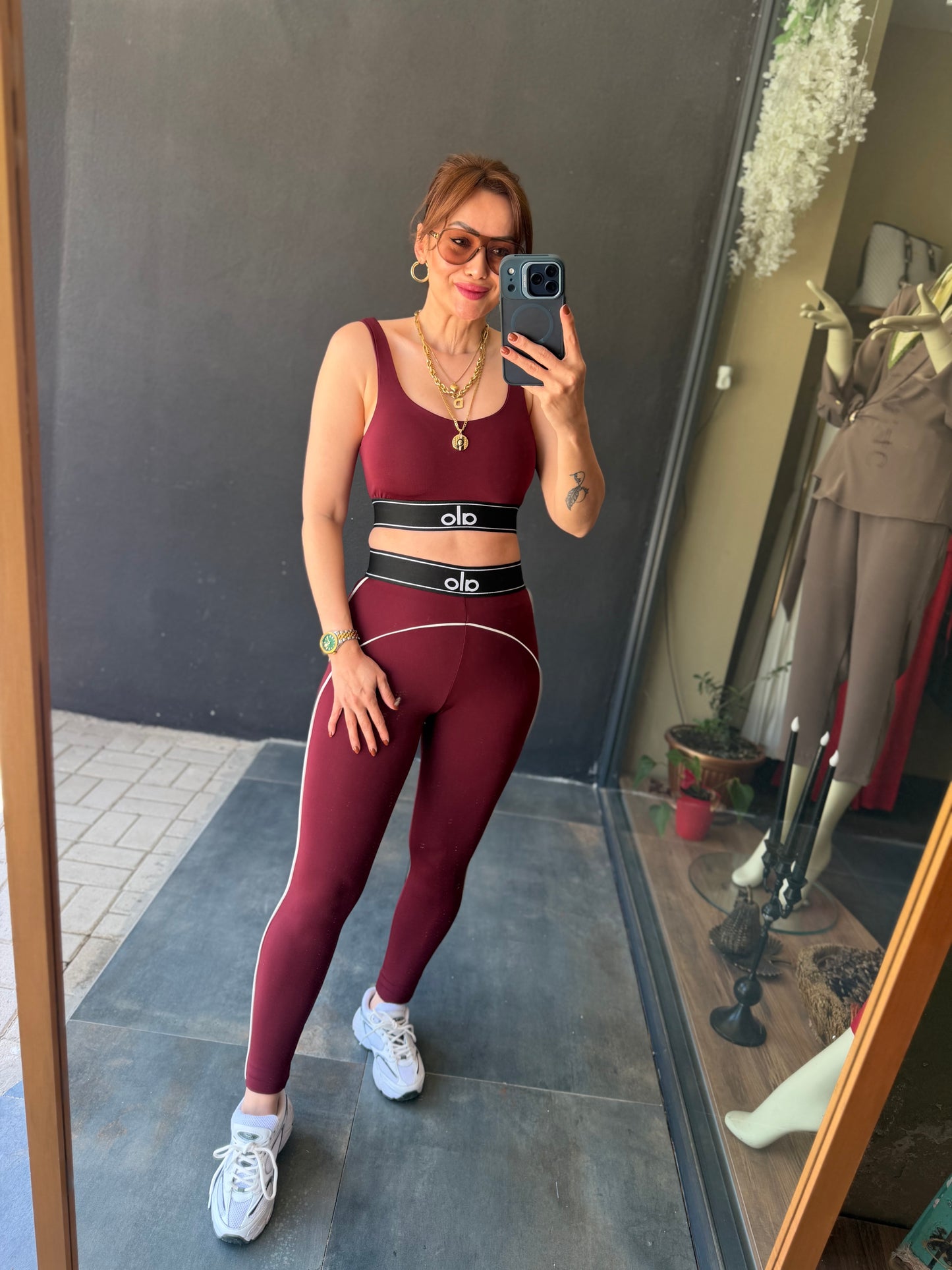 Ronali Bordo Tayt & Crop Takım
