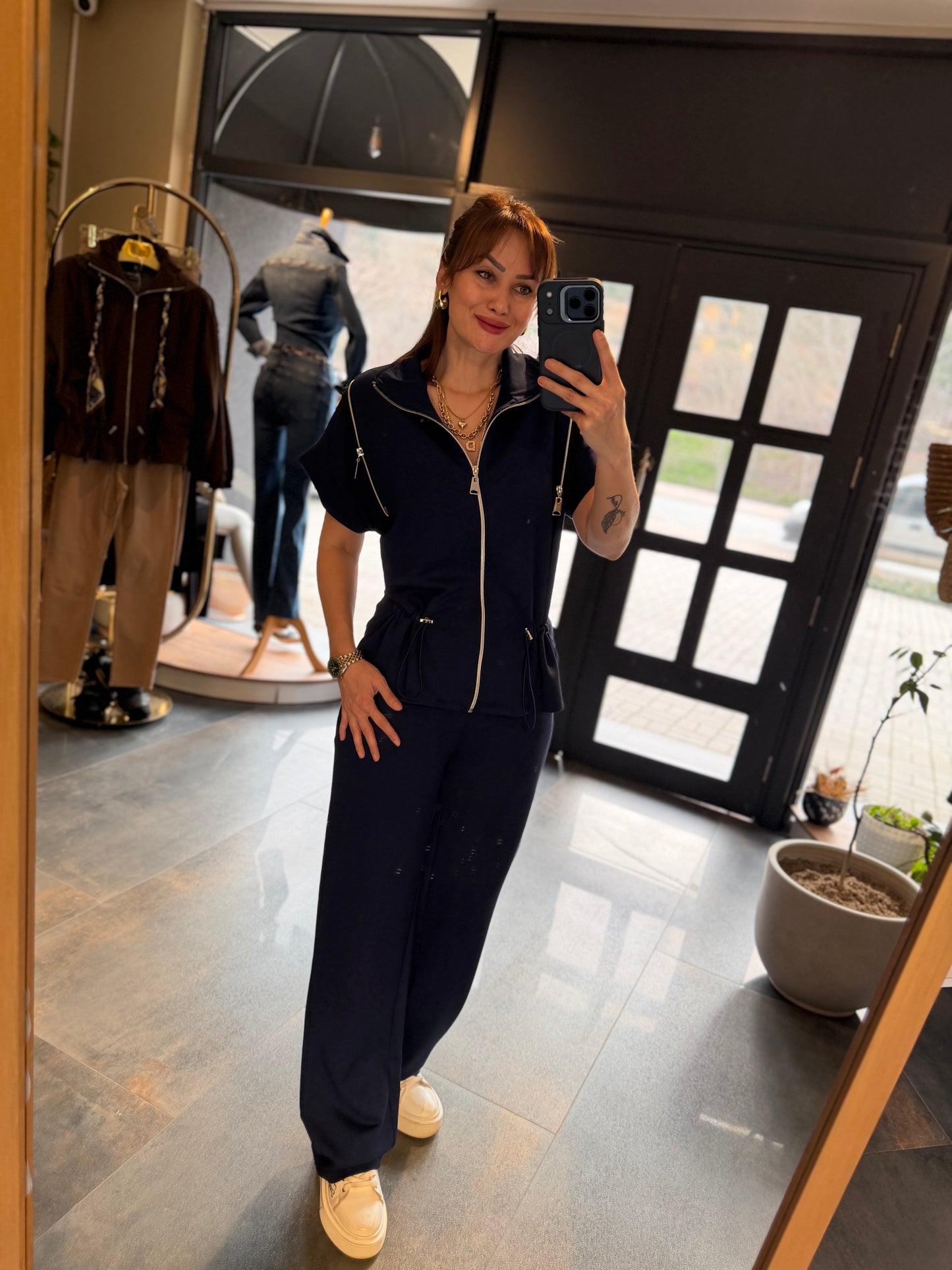 Lume Fermuar Detaylı Lacivert Modal Takım