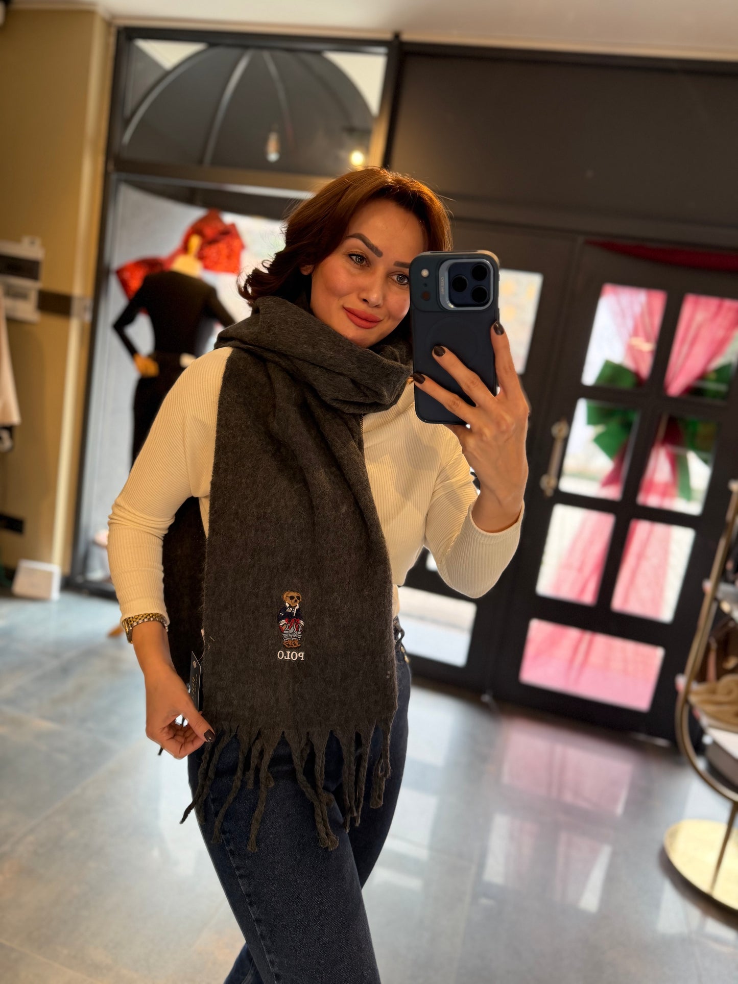 Gustor K.Gri Peluş Atkı