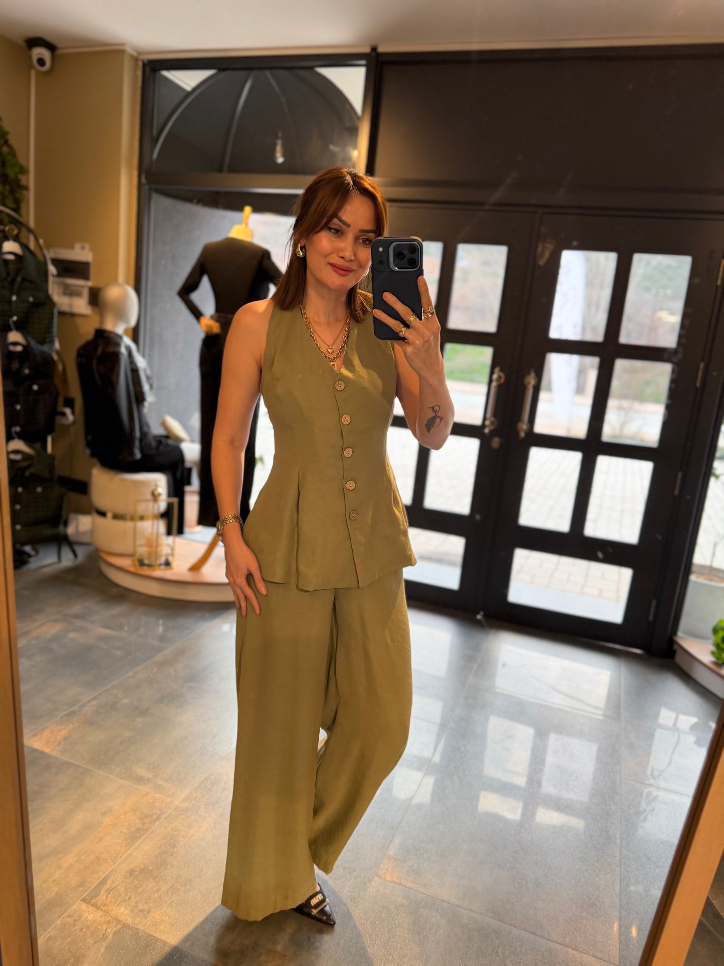 Newstar 6 Haki Tensel Yelek & Pantolon Takım