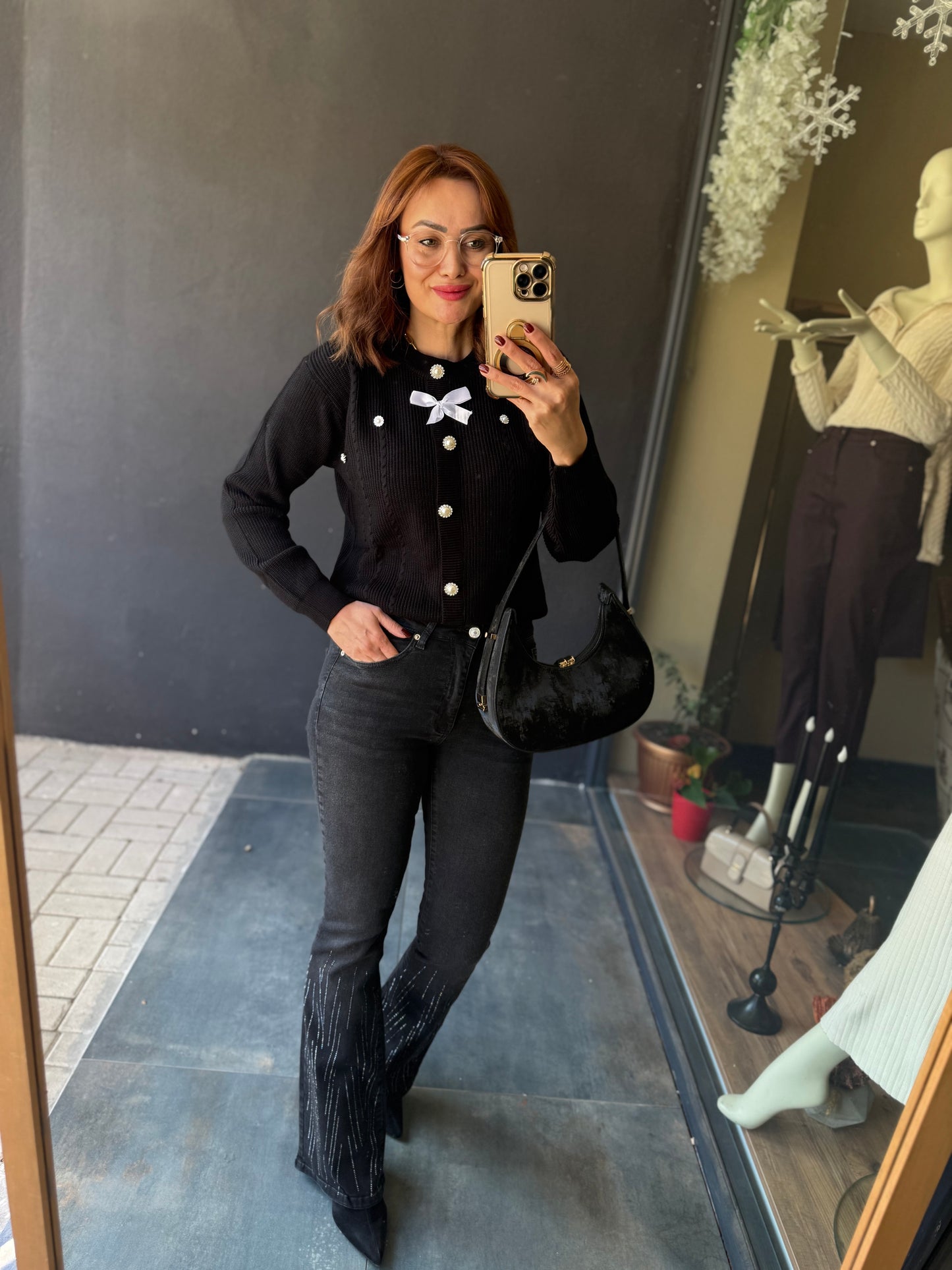 Sayanor Siyah Örme Bluz