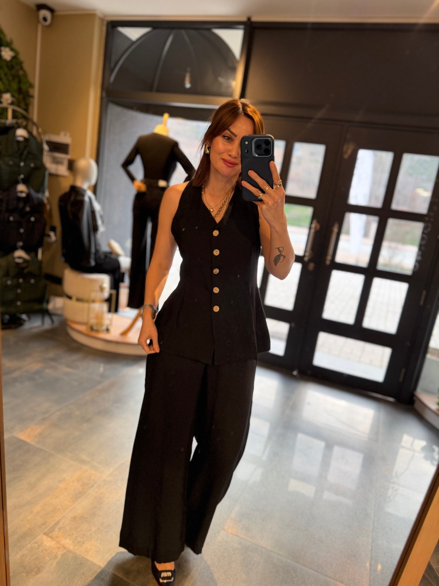 Newstar 7 Siyah Tensel Yelek &Pantolon Takım