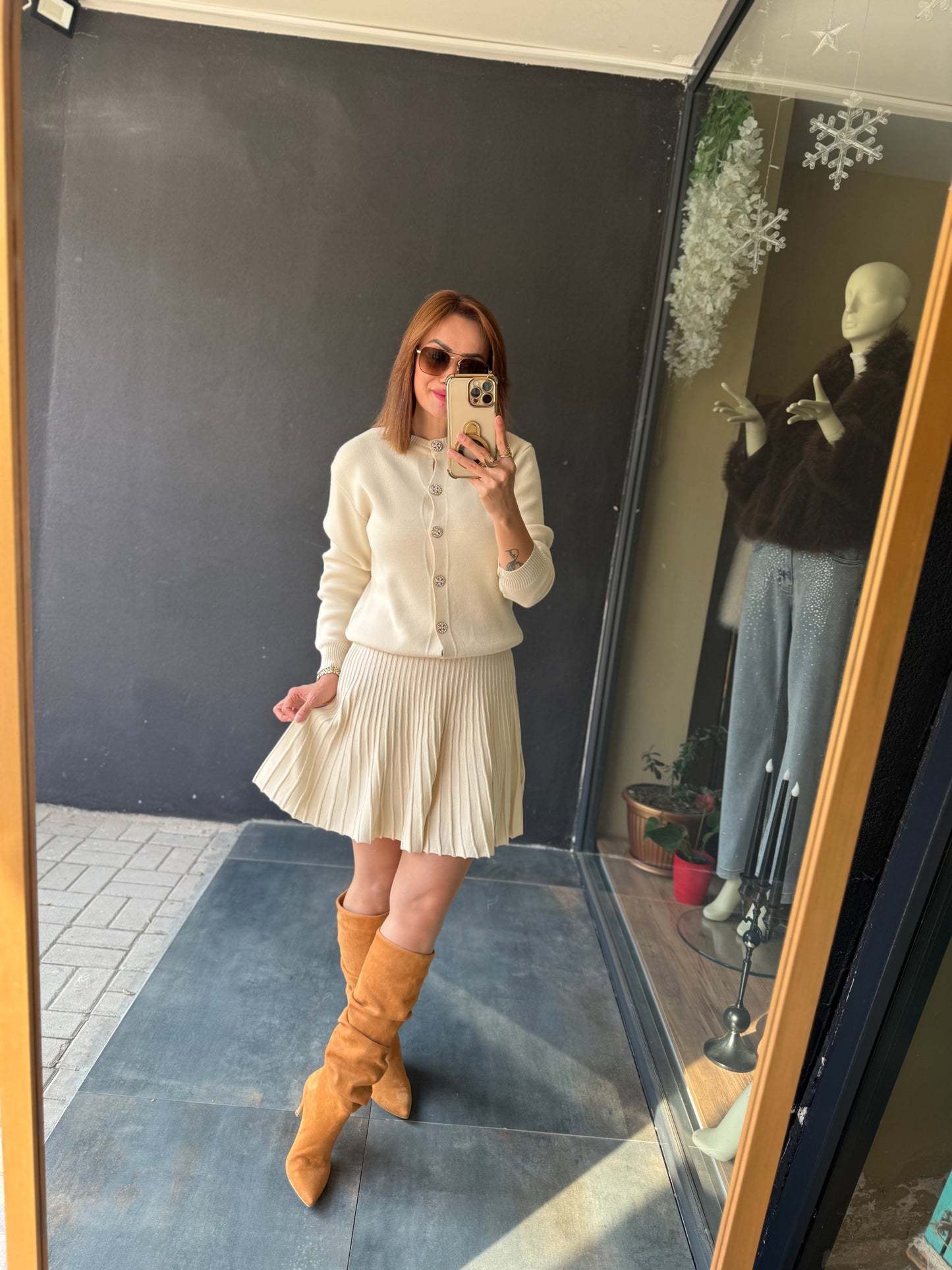 Noly Bej Etek & Hırka Triko Takım