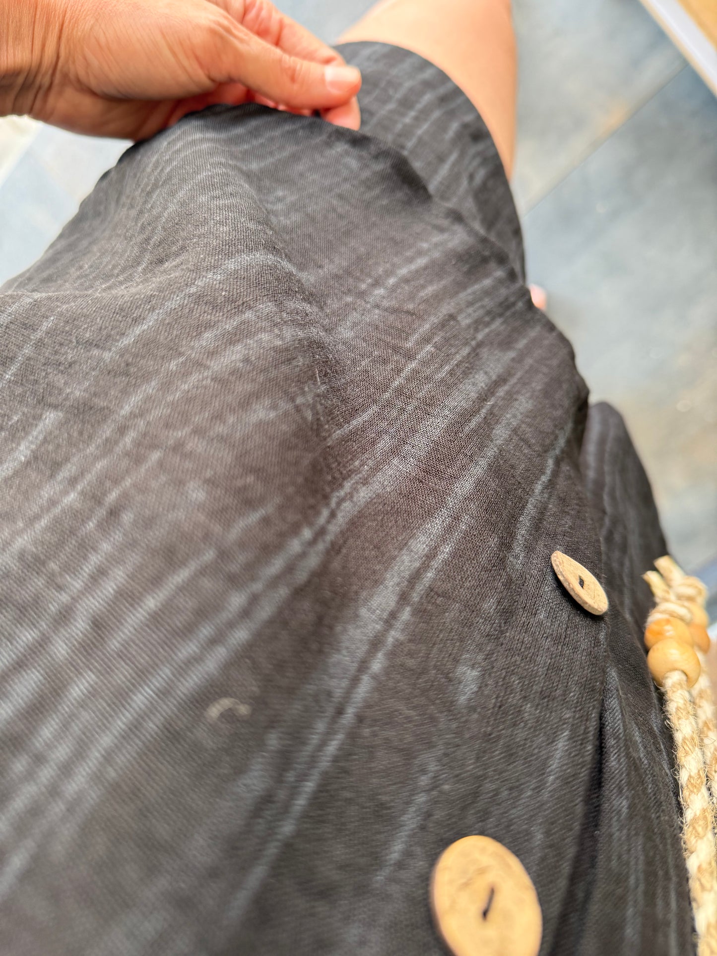 Bandido Siyah Keten Şort Takım