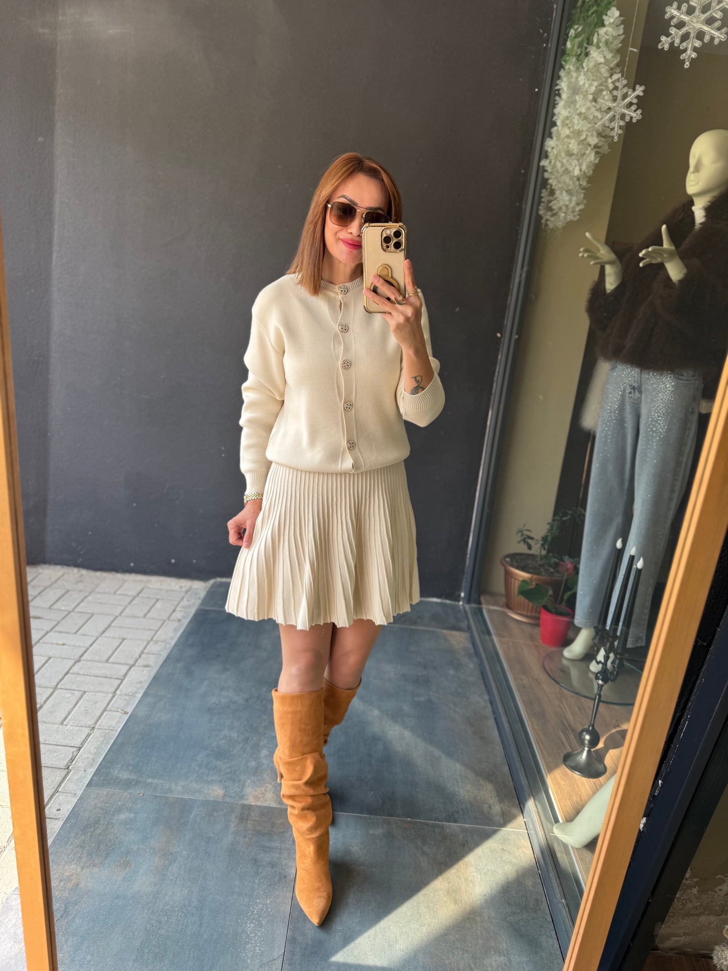 Noly Bej Etek & Hırka Triko Takım