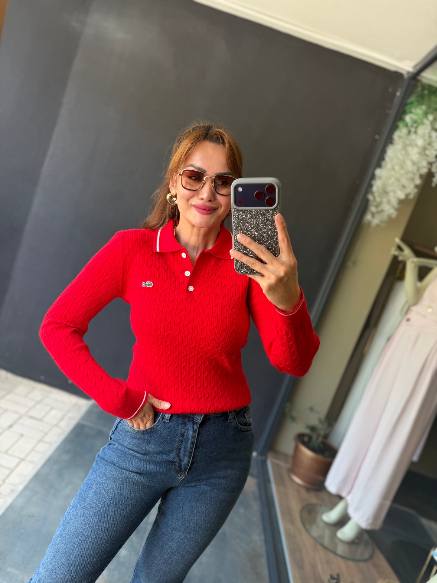 Mirelle Kırmızı Polo Yaka Triko