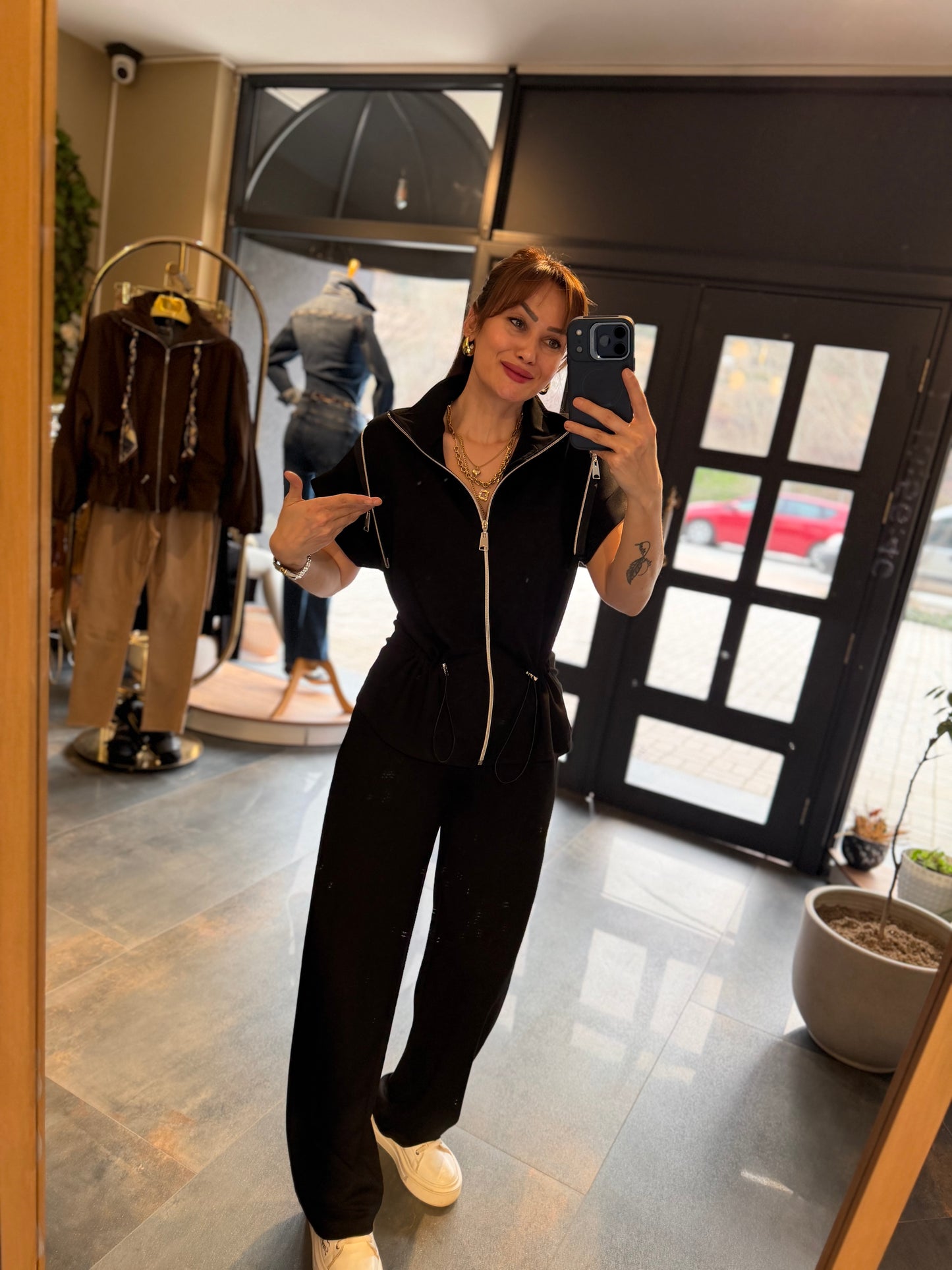 Lume Fermuar Detaylı Siyah Modal Takım