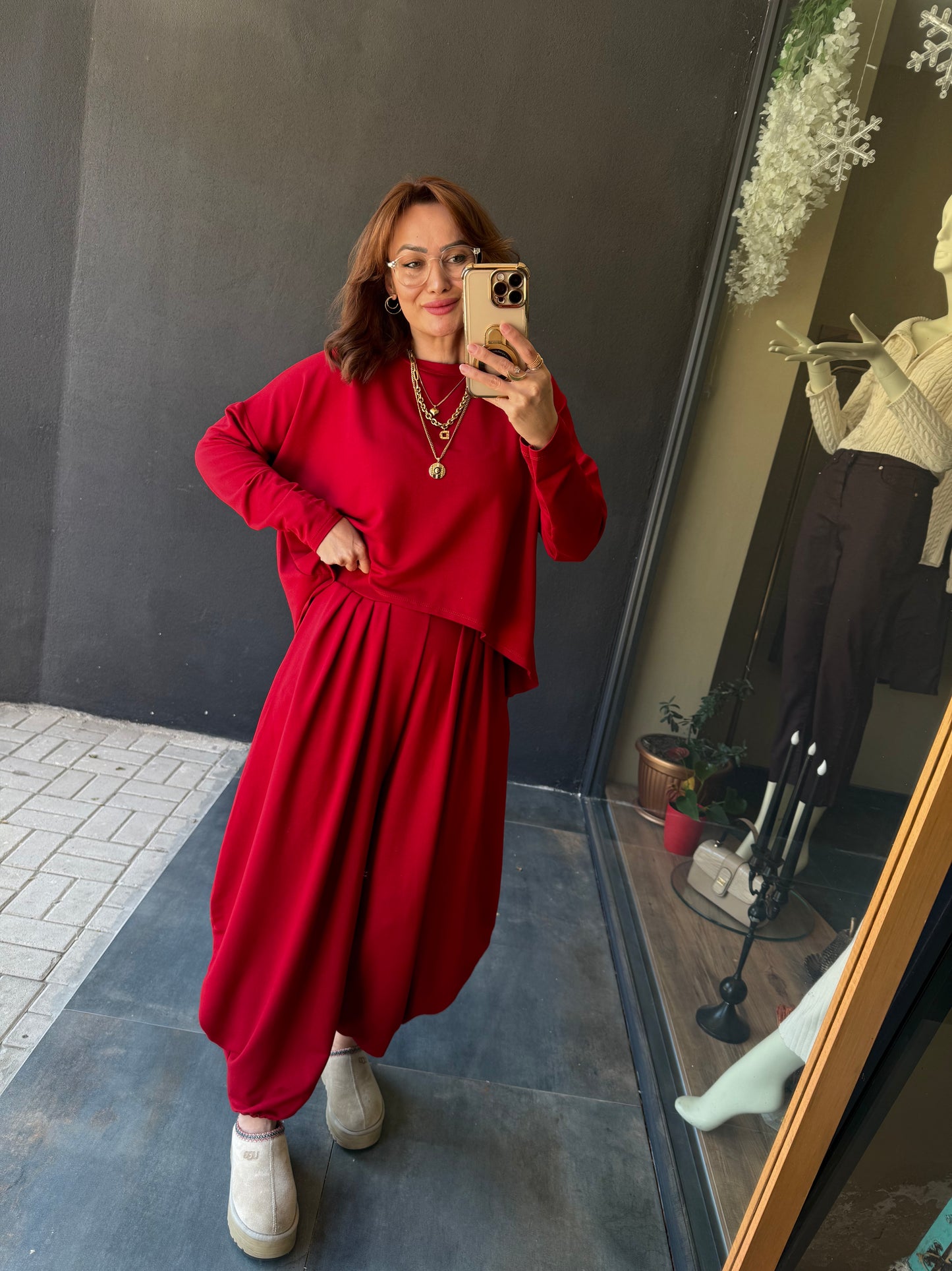Modal Kırmızı Harem Takım