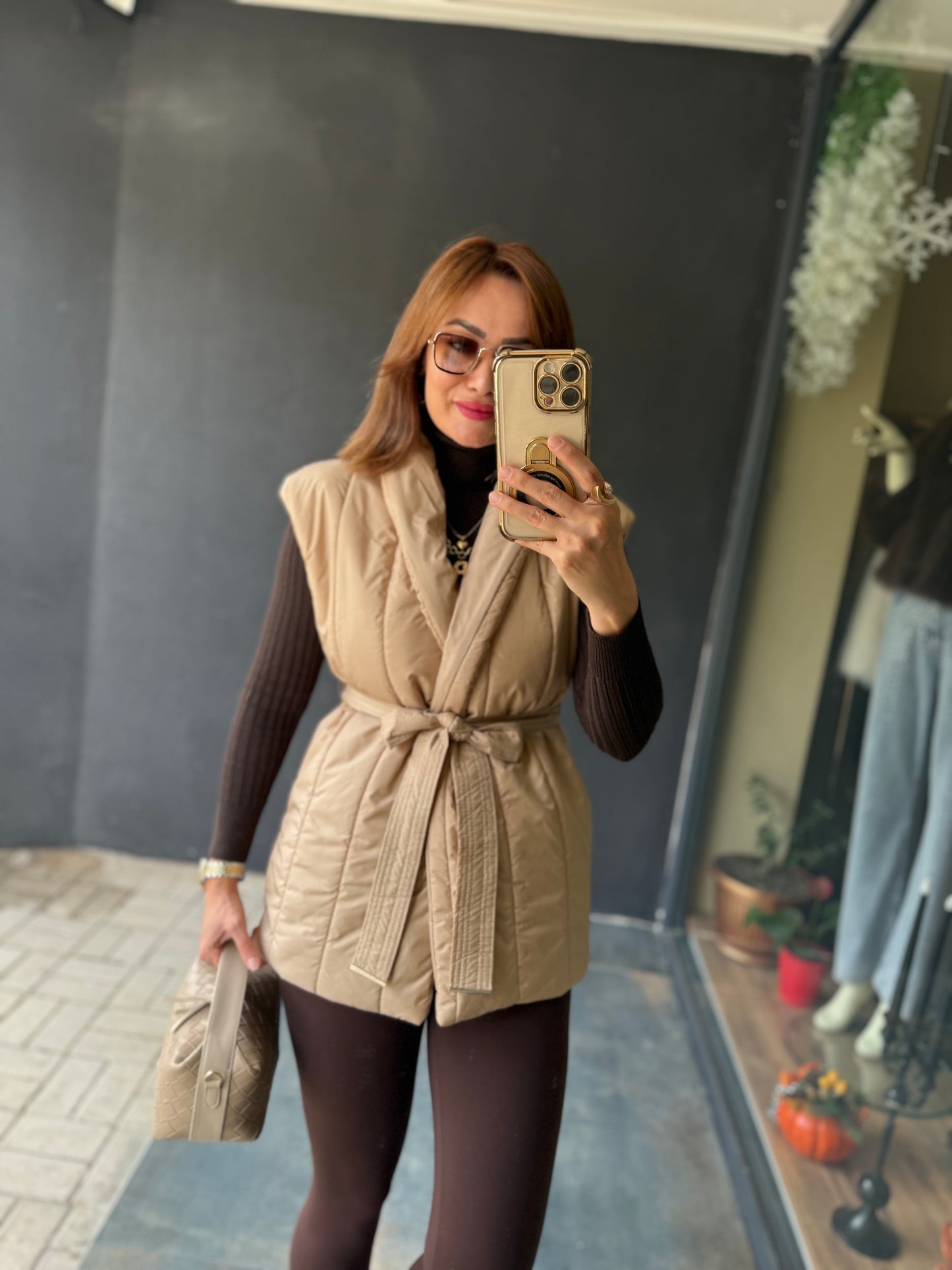 Swena Bej Puffy Yelek