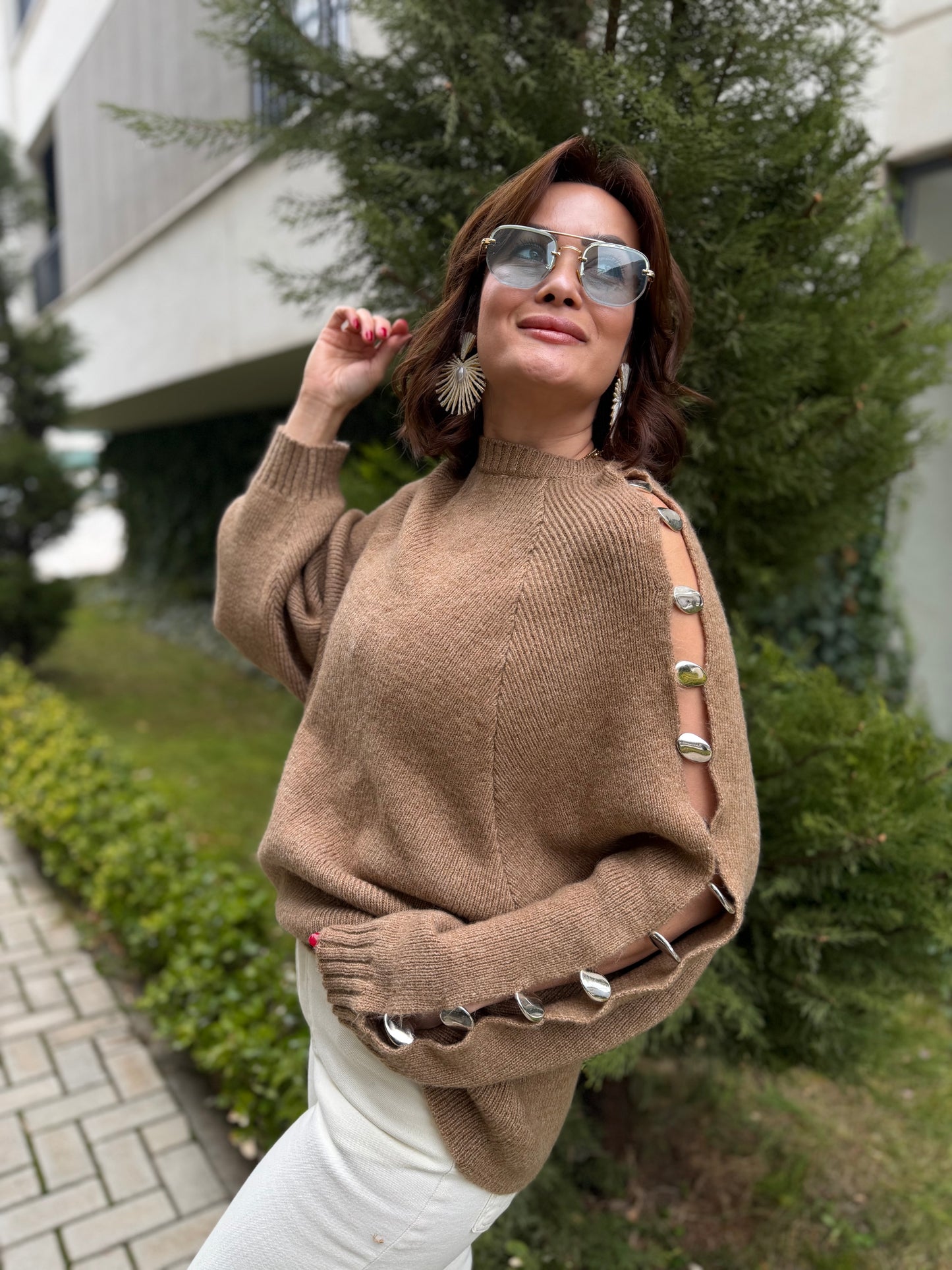 Beky Camel Kaşmir Droplu Kazak