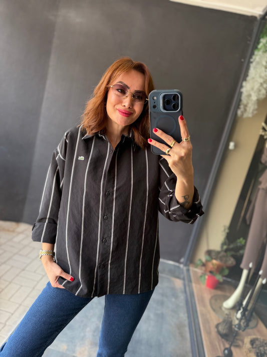 Tiante Siyah Tensel Gömlek