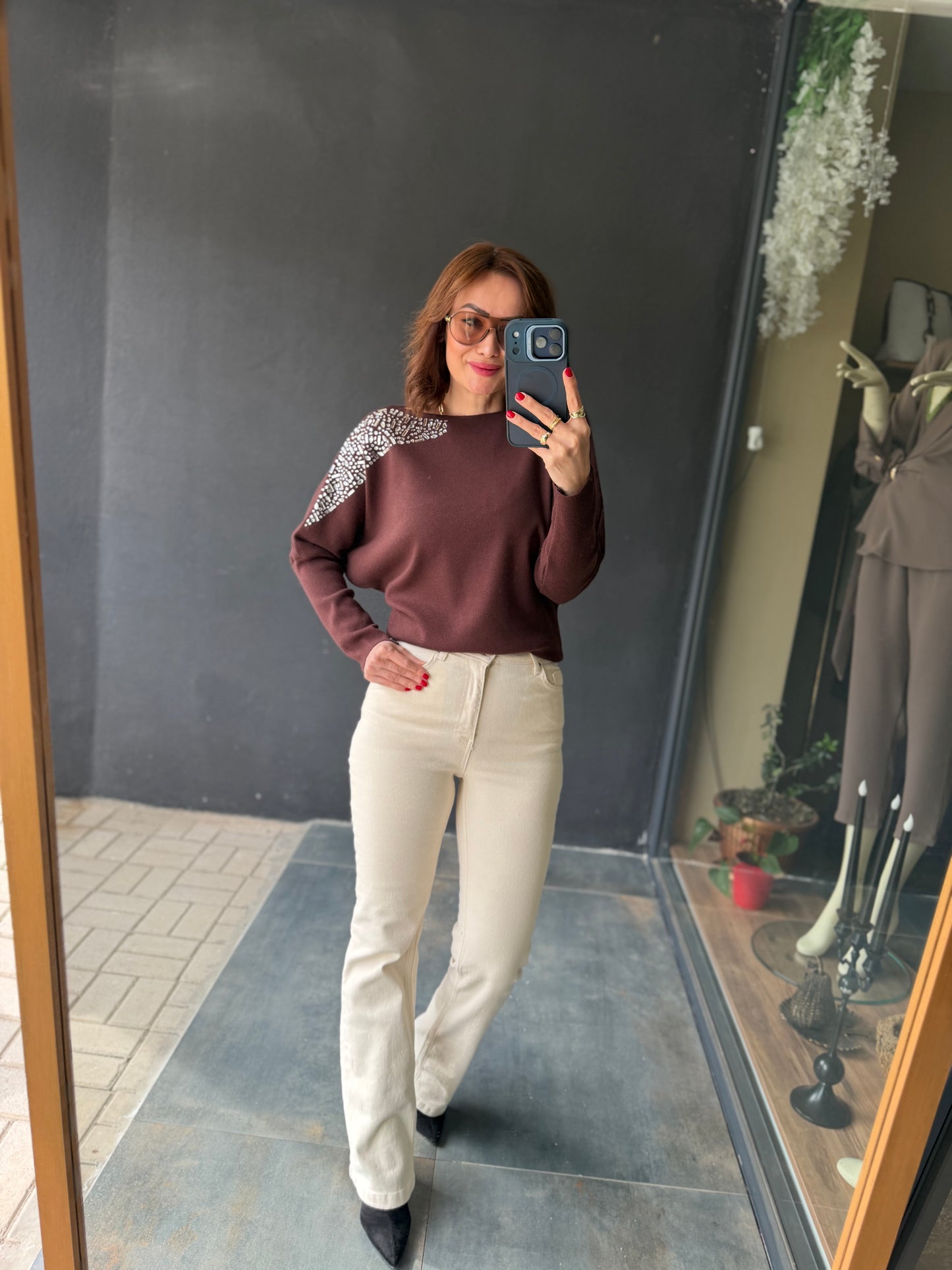 Crowi Kahve Elit Triko Bluz