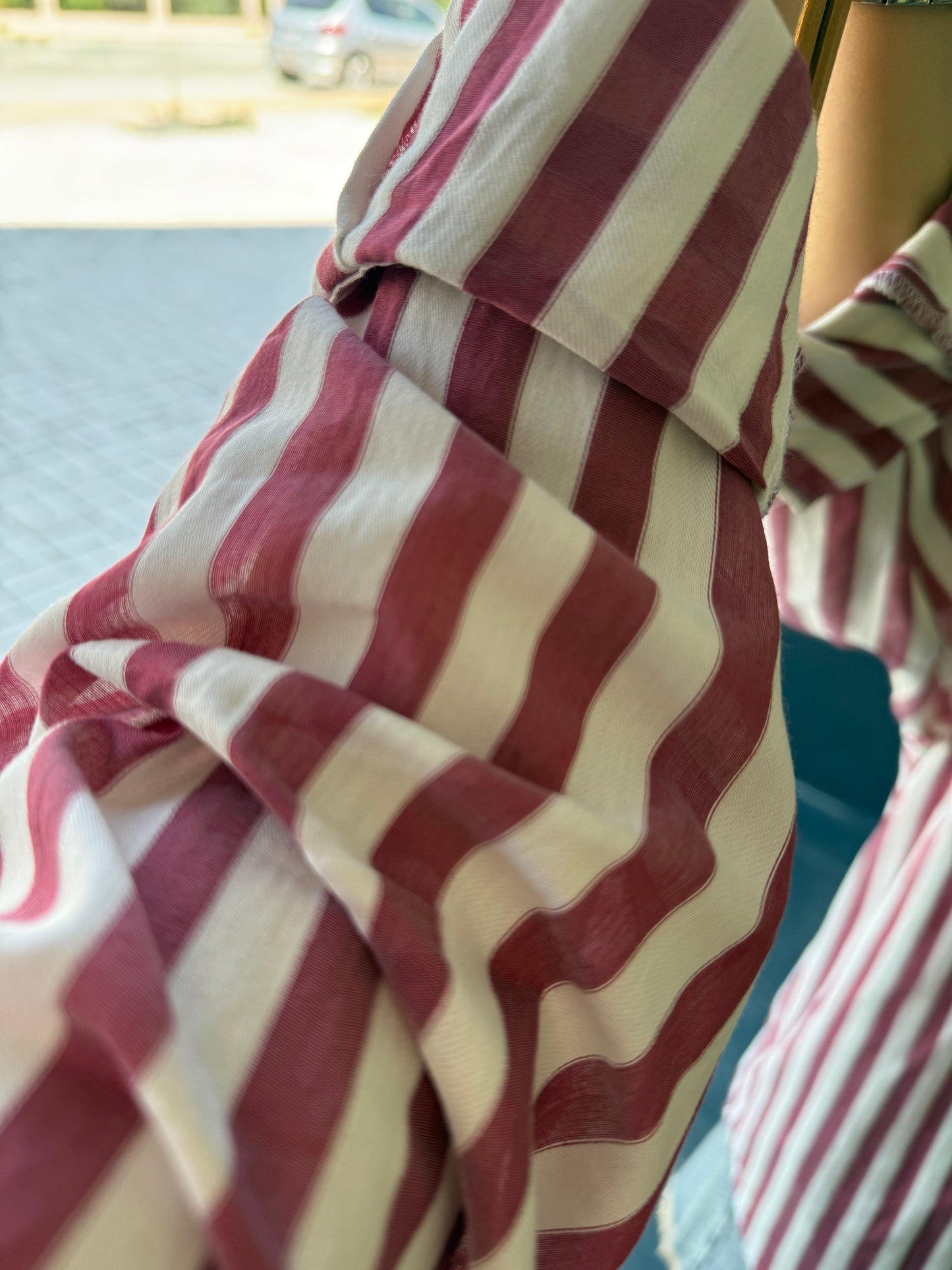 Bısou Bordo Çizgili Gömlek