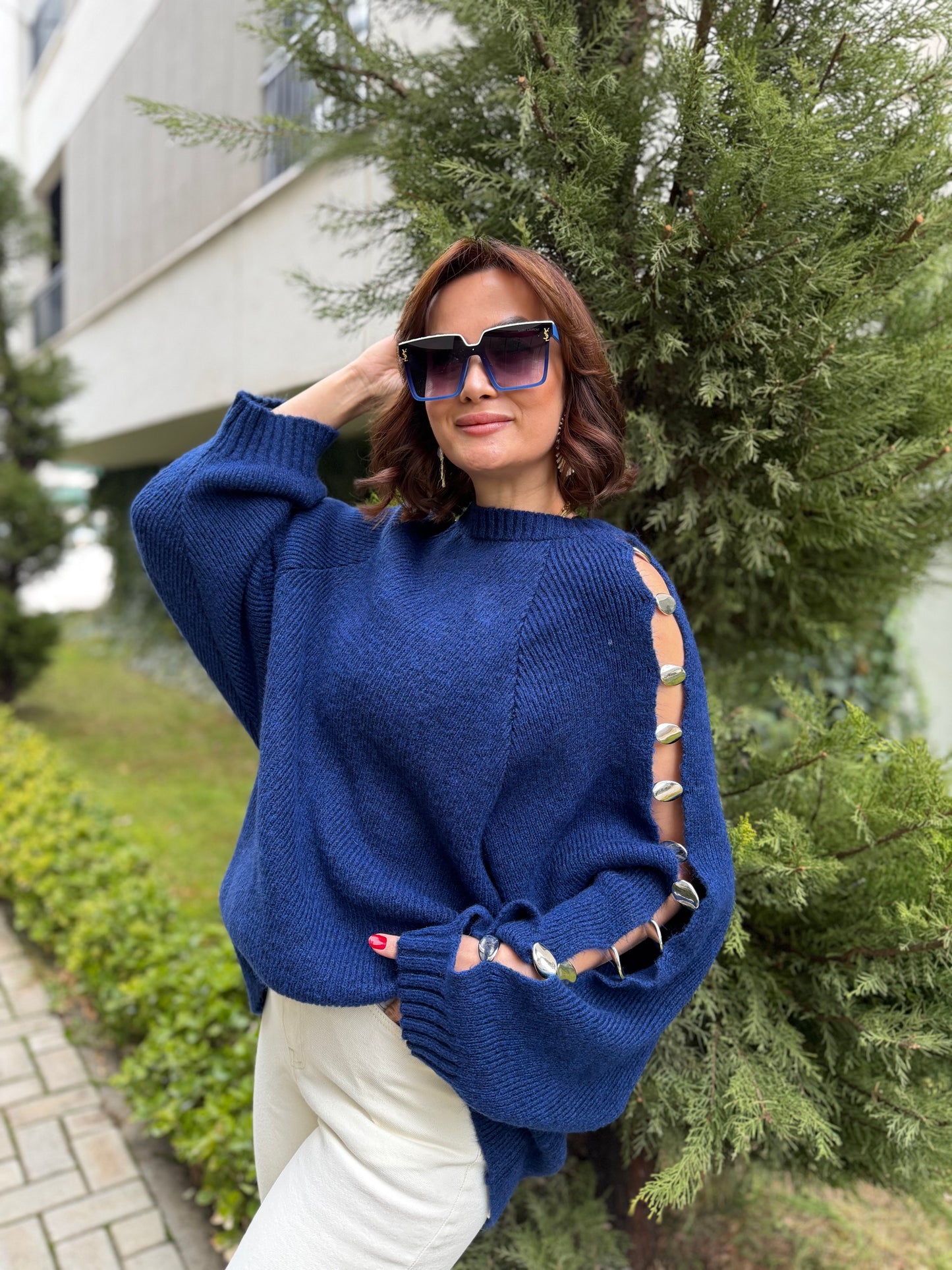 Beky Lacivert Kaşmir Droplu Kazak