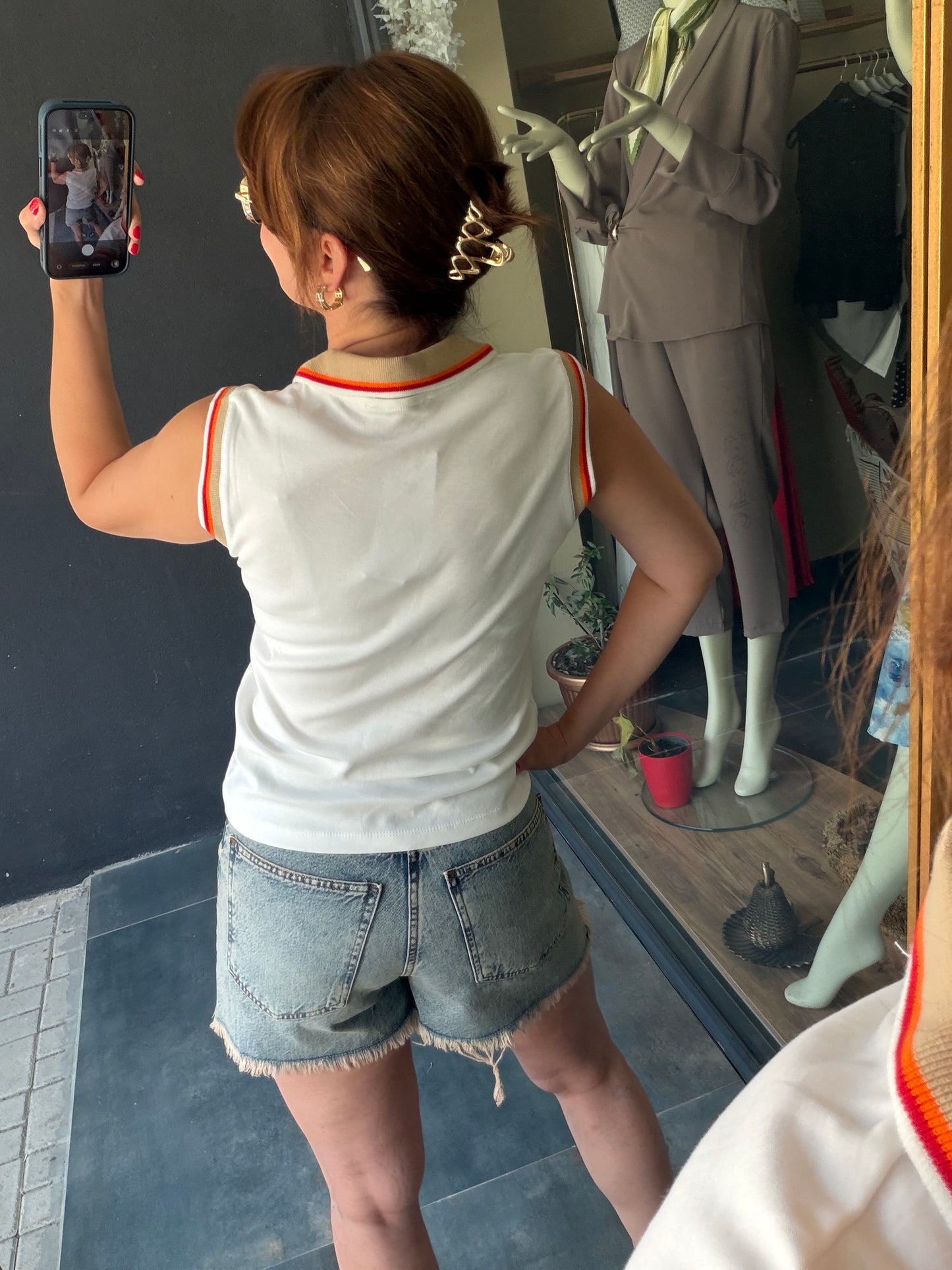 Yakalı Penye Beyaz T-Shirt