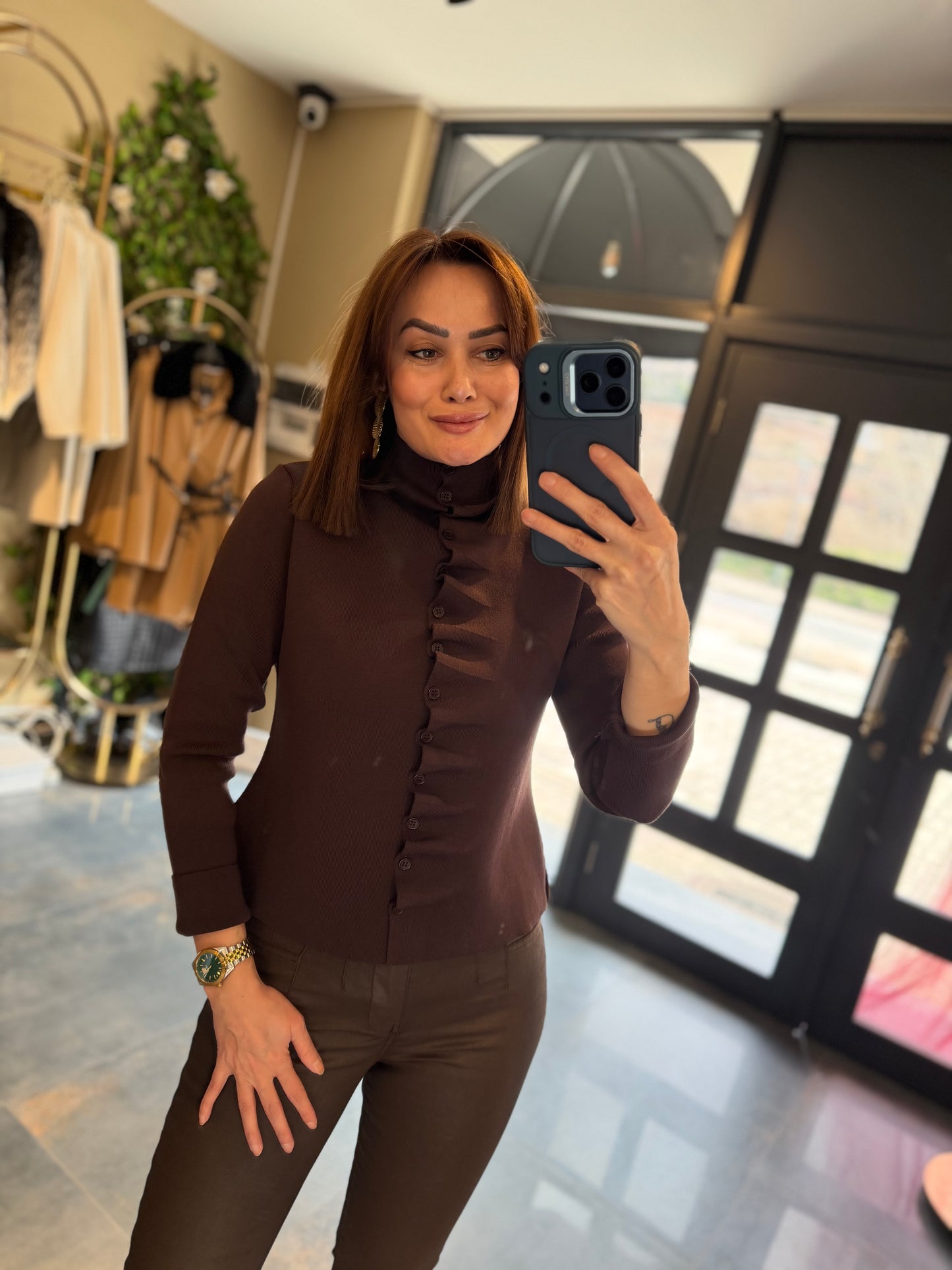 Vestido Elit Triko Kahve Bluz