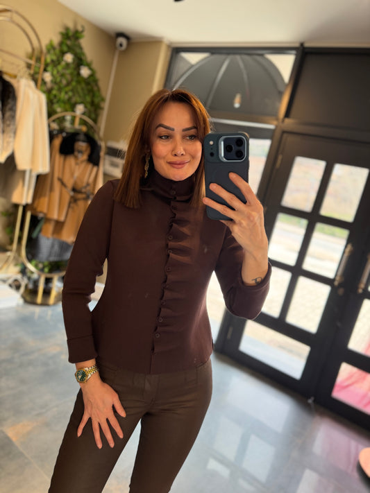 Vestido Elit Triko Kahve Bluz