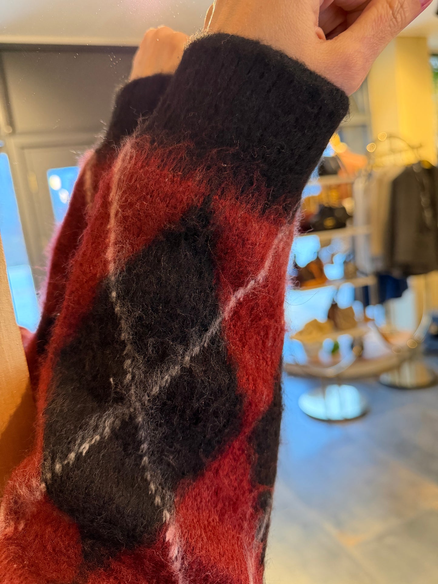 Estas Bordo Baklava Desen Hırka