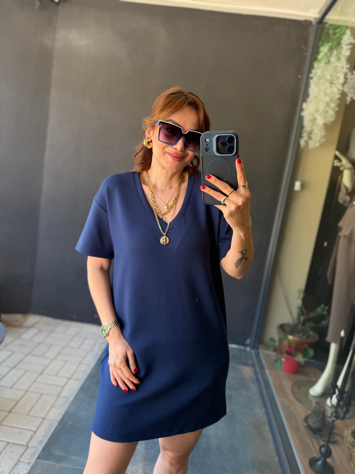 Wear Lacivert Basic Elbise