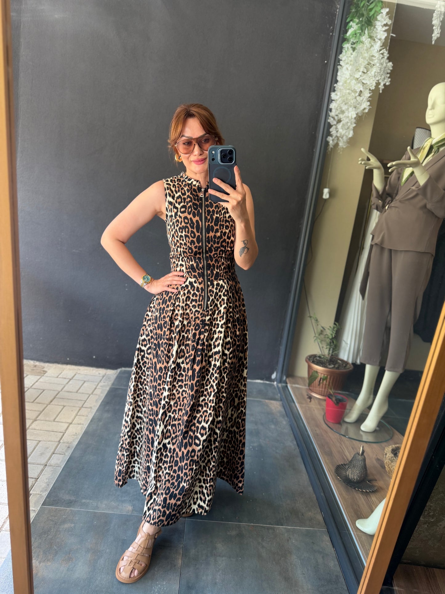 Leopar Jean Keten Elbise
