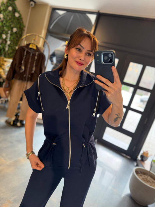 Lume Fermuar Detaylı Lacivert Modal Takım