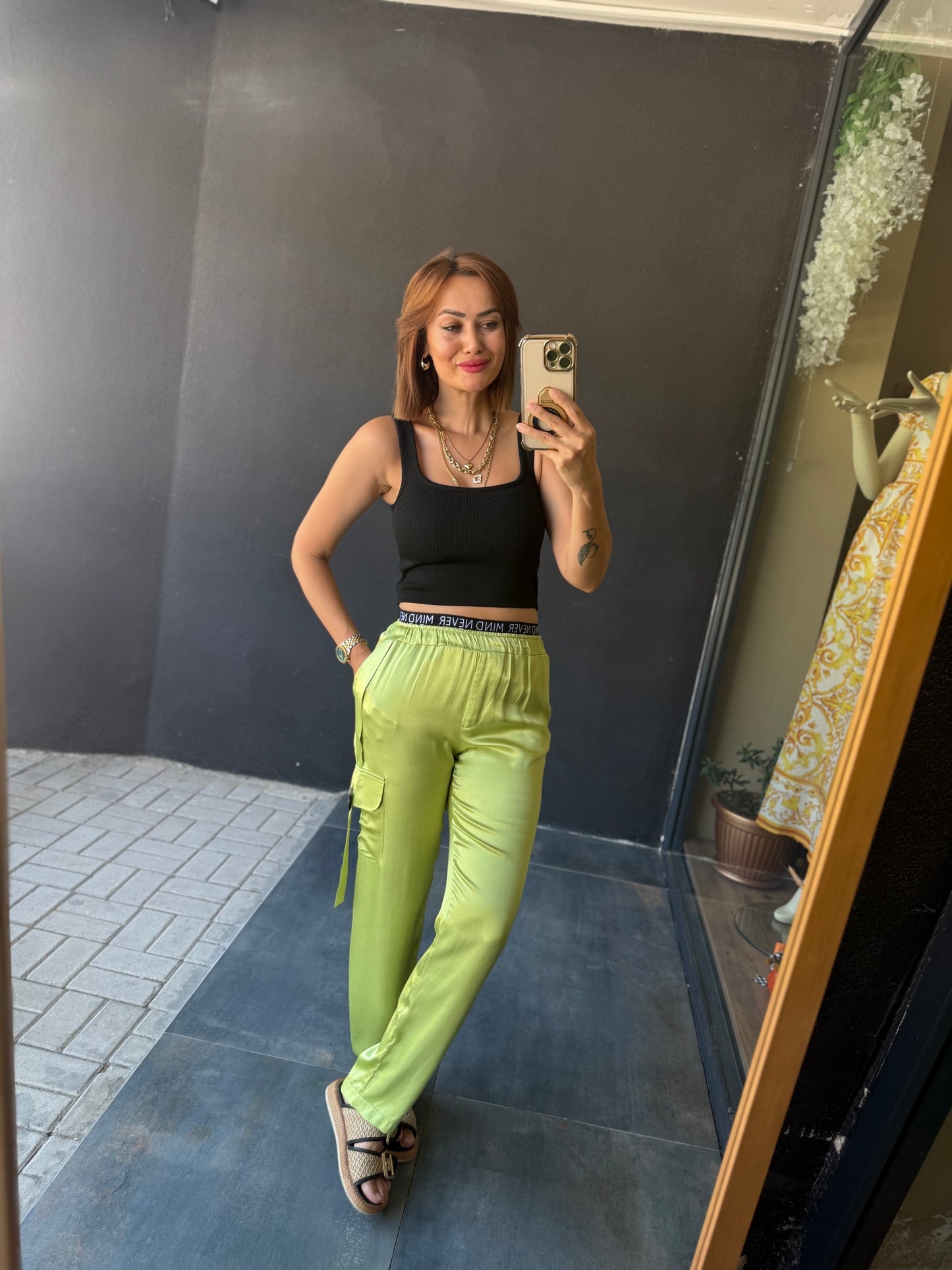 Farmy Yeşil Pantolon & Crop Takım