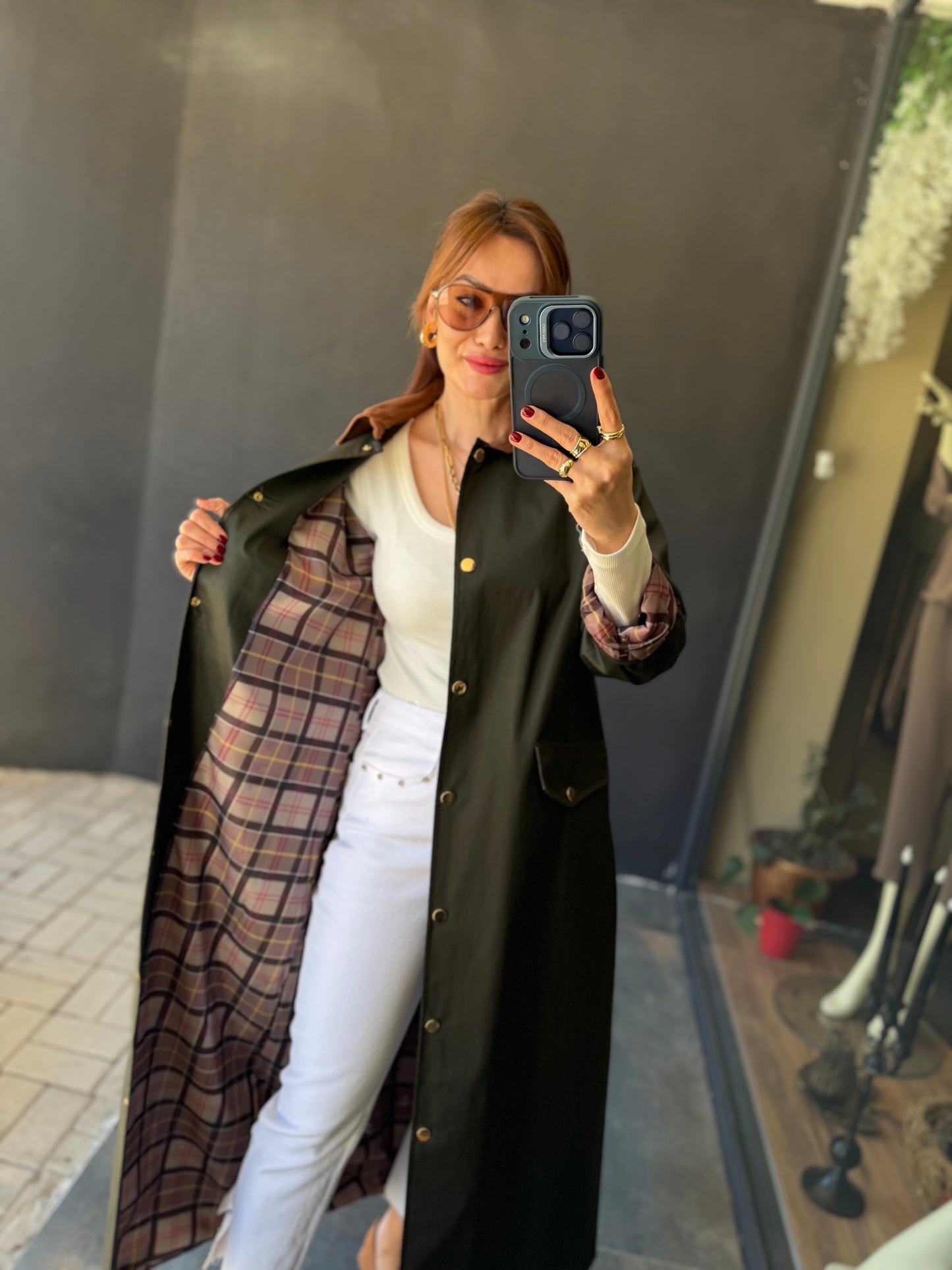 Mesli Haki Su Geçirmez Trench