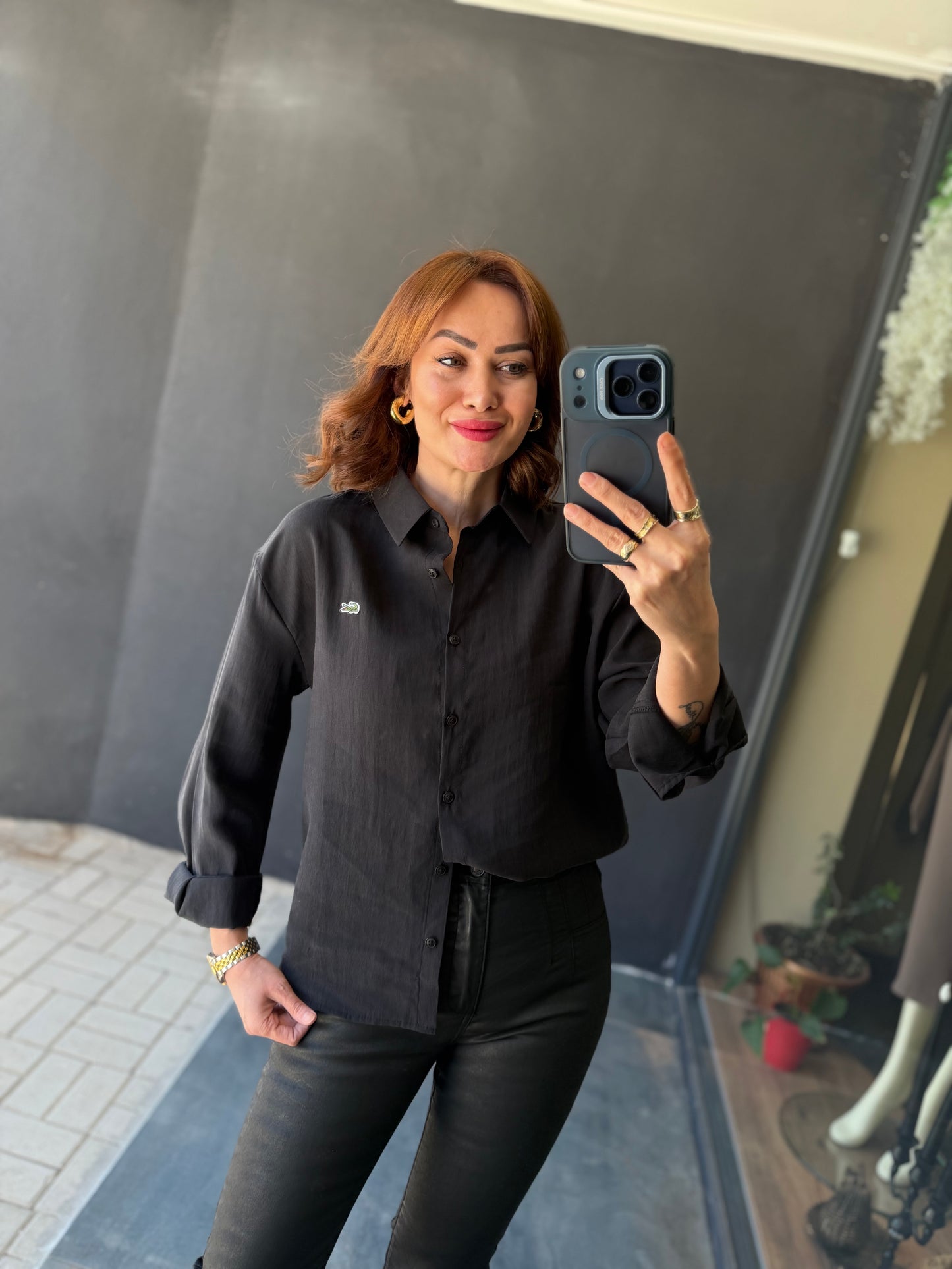 Burn Siyah Tensel Gömlek