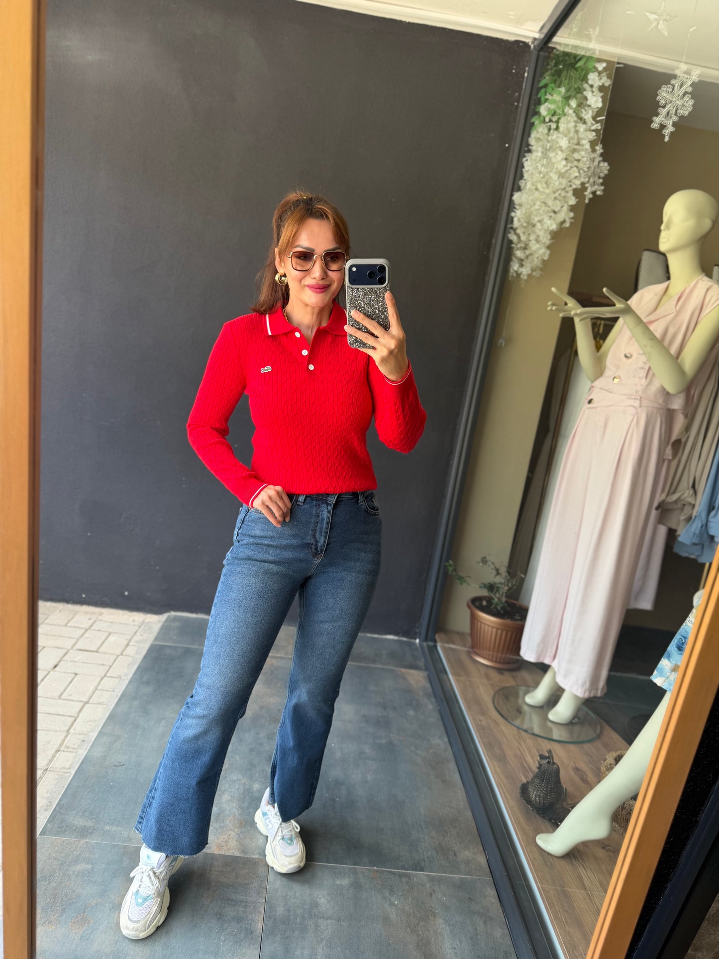 Mirelle Kırmızı Polo Yaka Triko