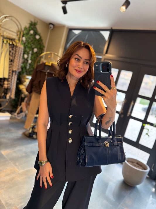 Newwel Lacivert Yelek & Pantolon Takım