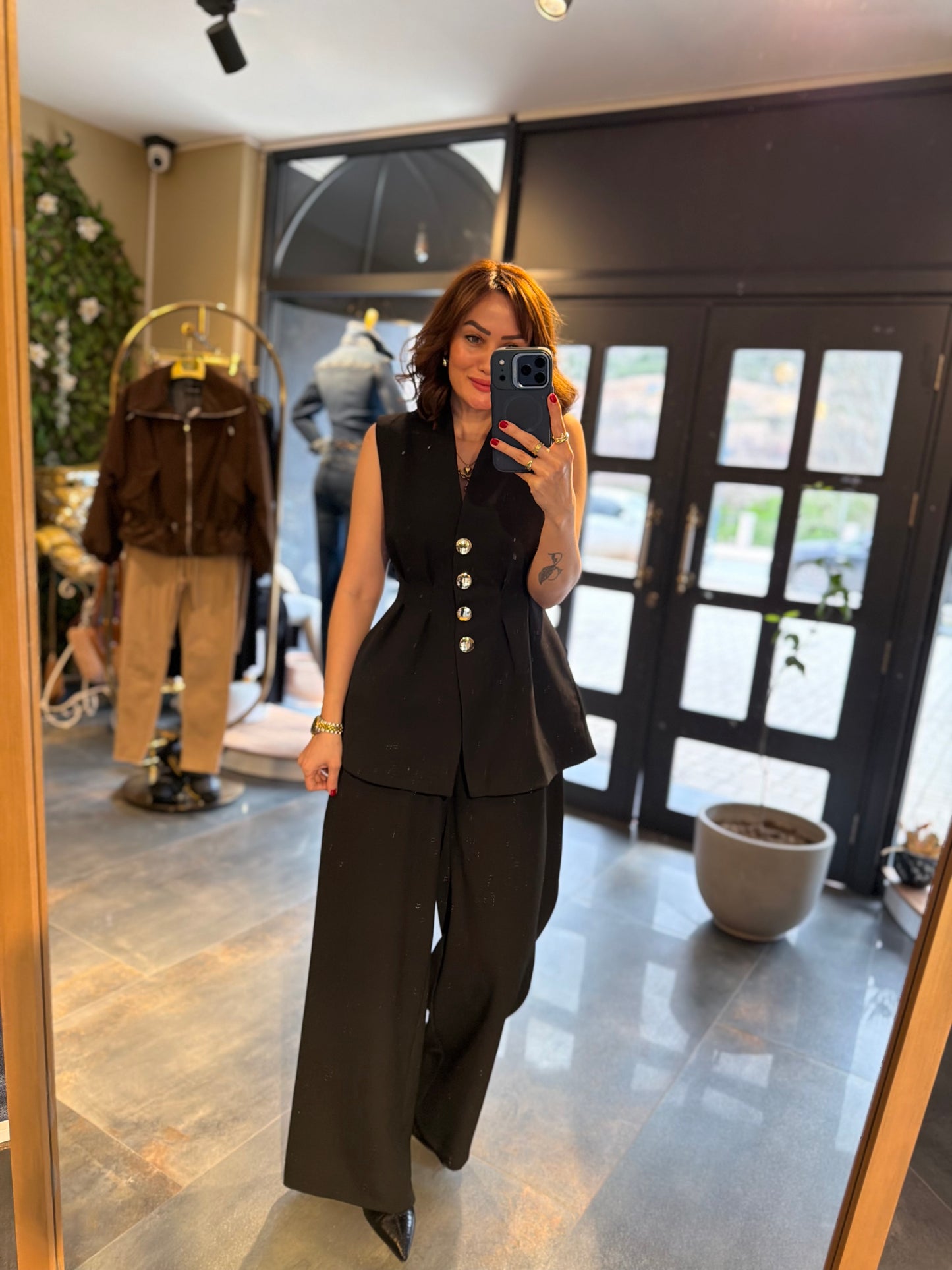 Newwel Siyah Yelek & Pantolon Takım