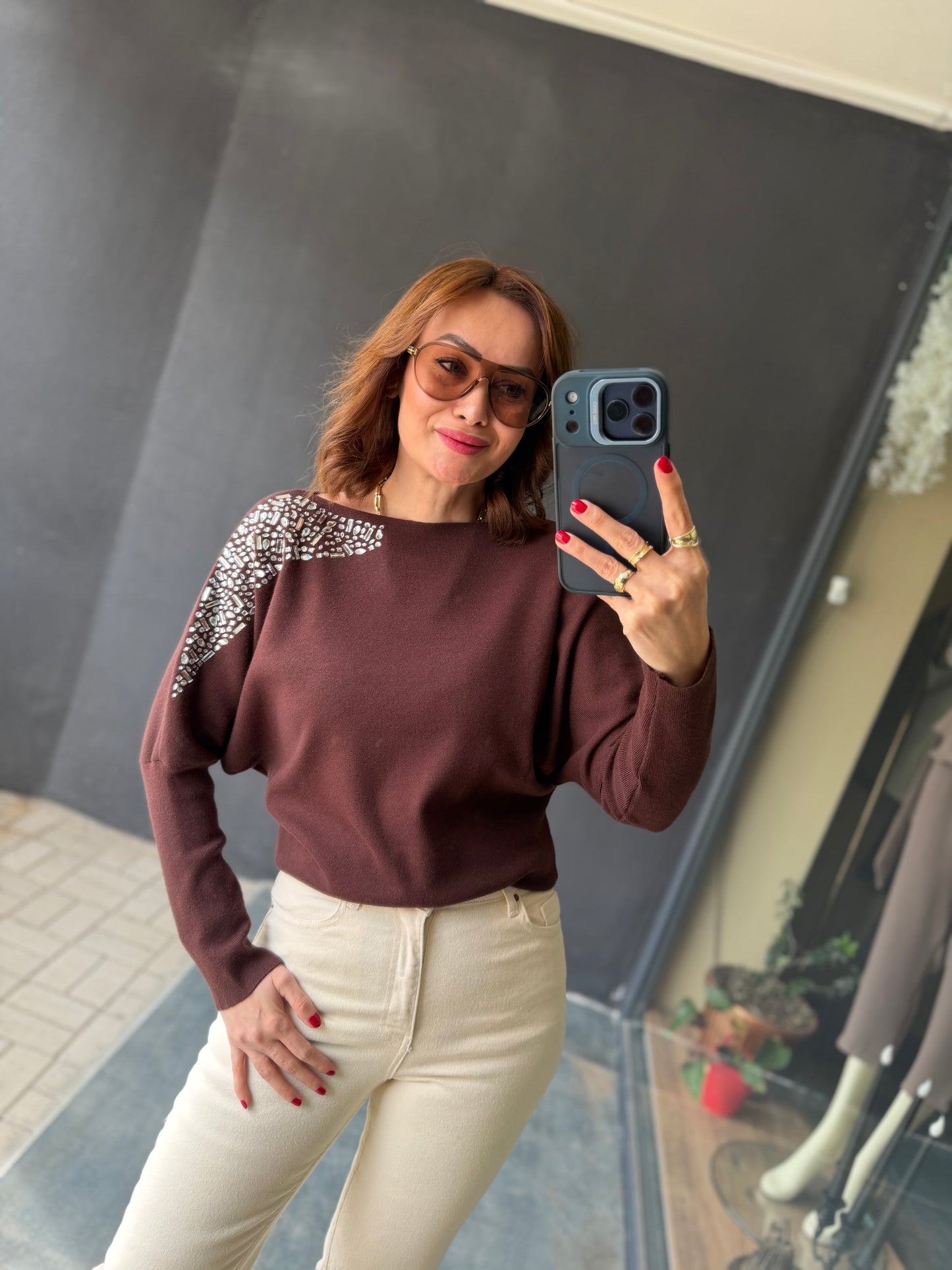 Crowi Kahve Elit Triko Bluz