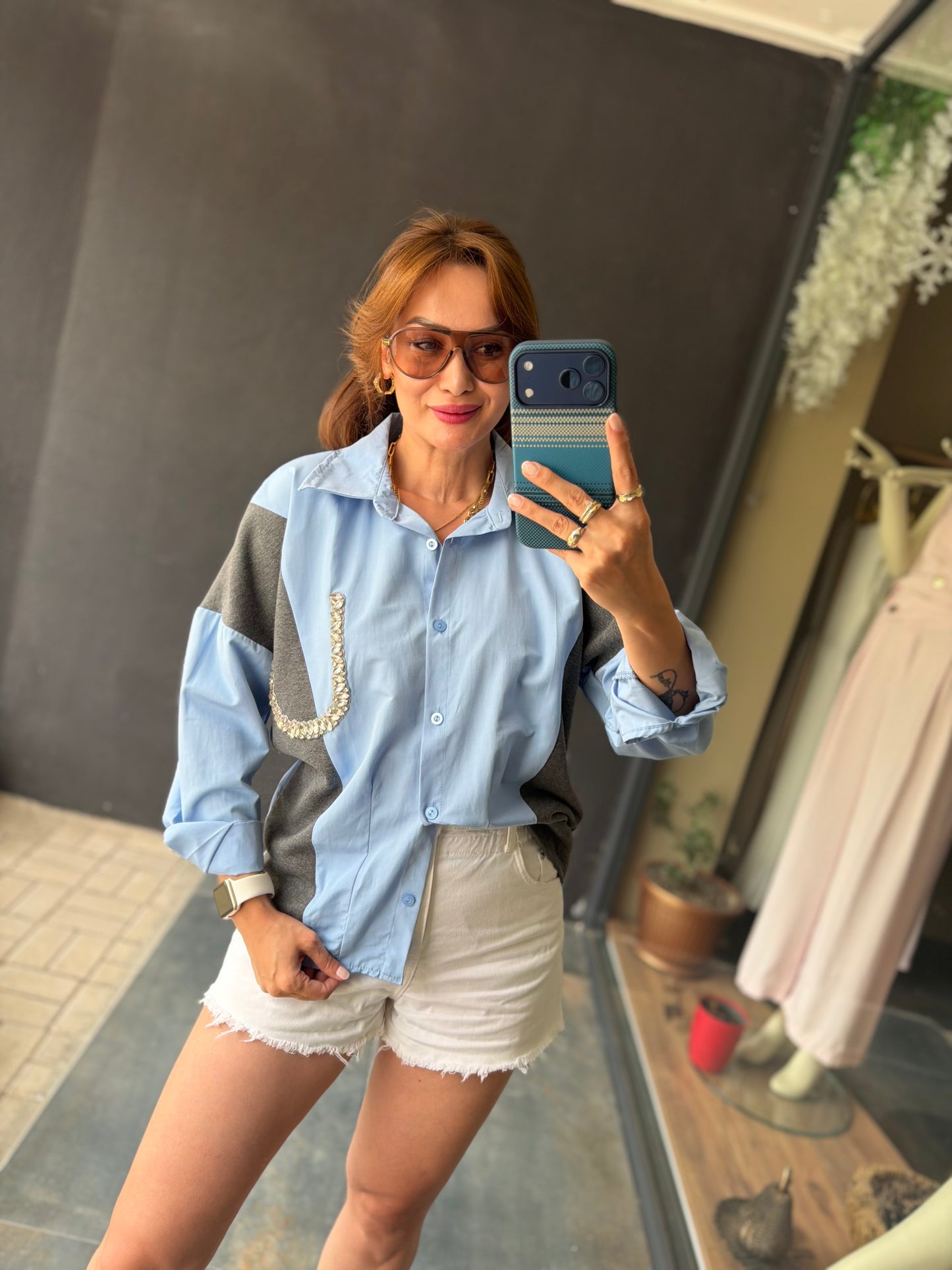 Pearl Pocket Mavi Gömlek ✨