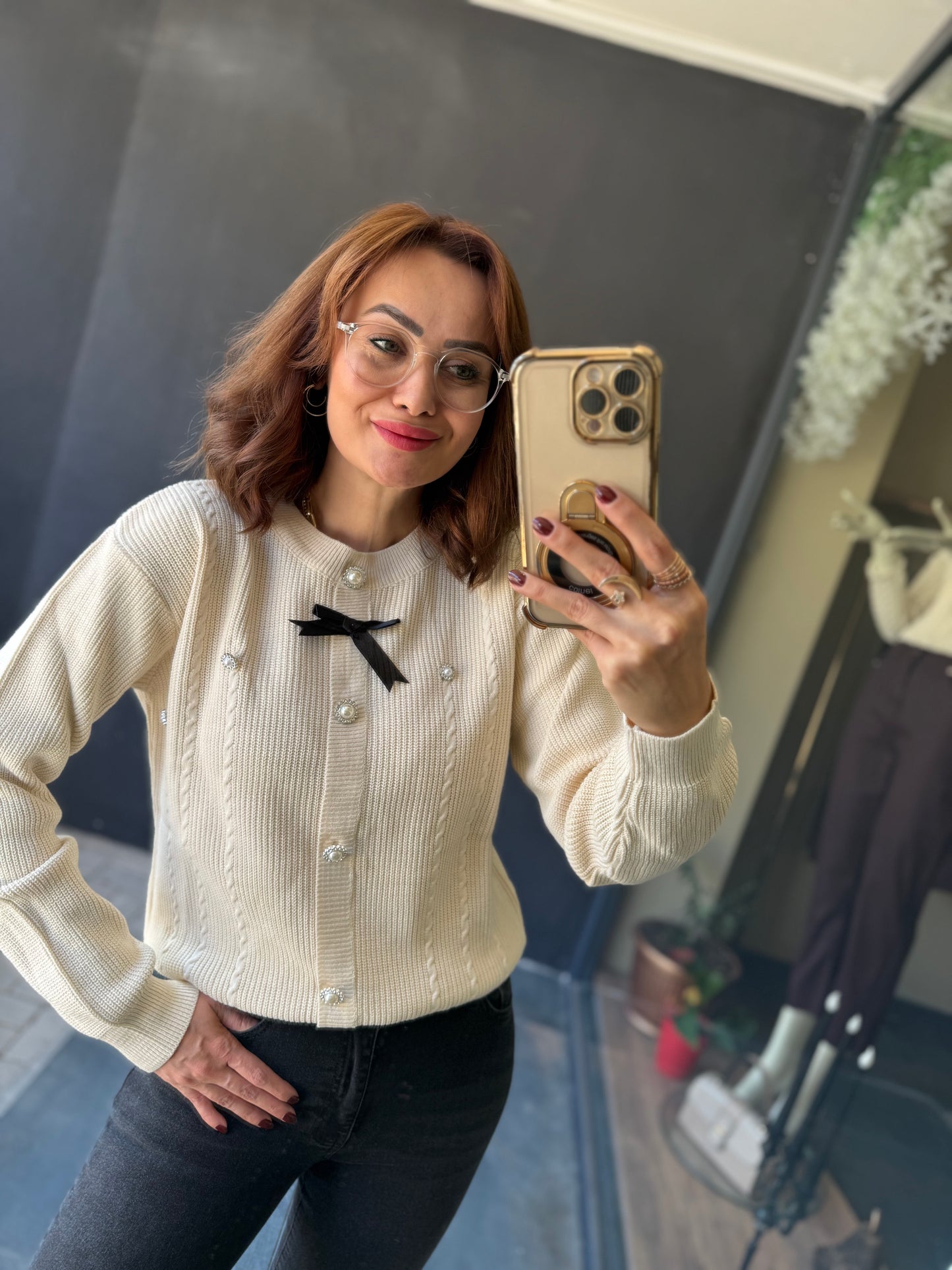 Sayanor Bej Örme Bluz