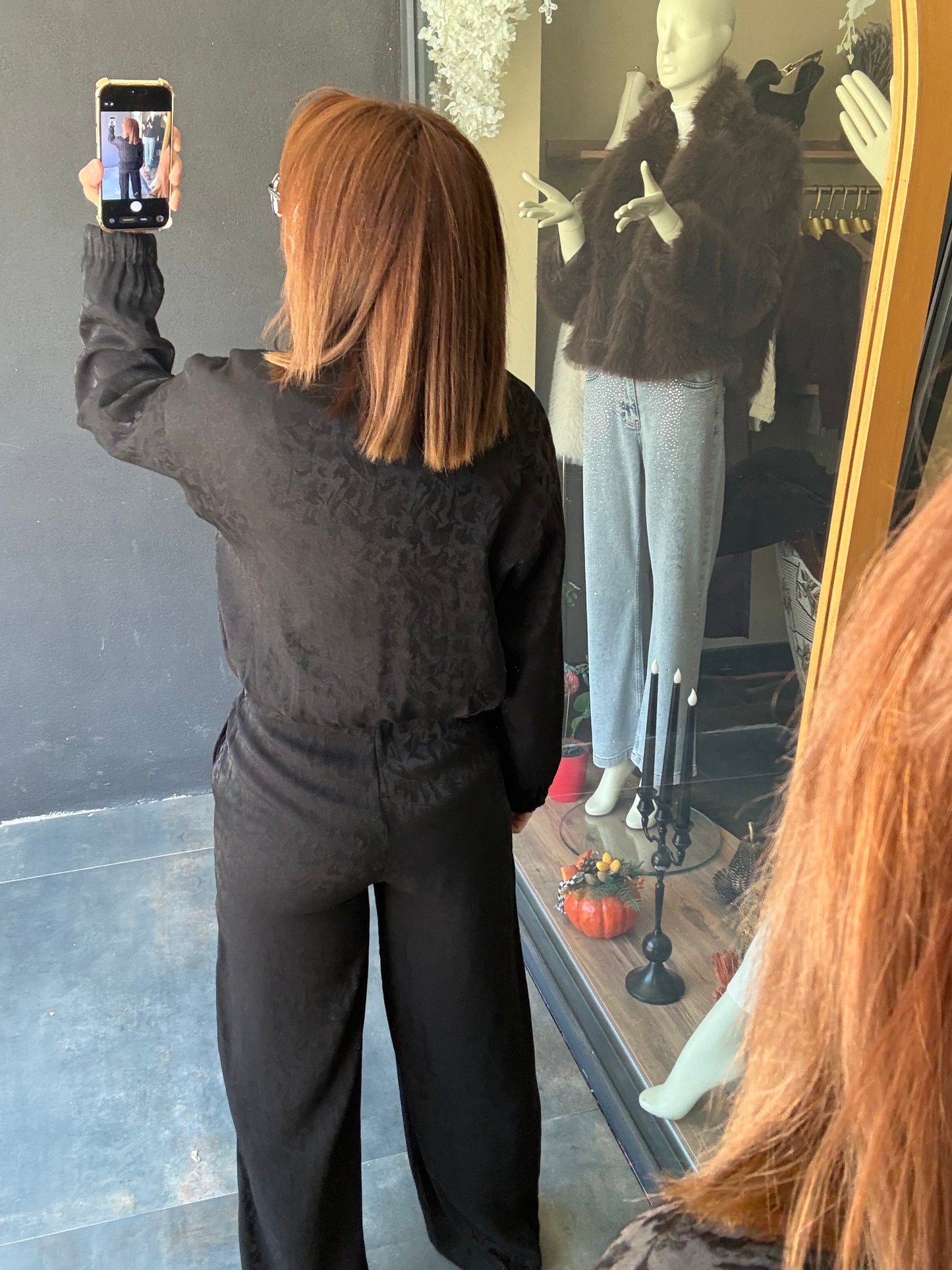 Sagomi Siyah Desenli Takım