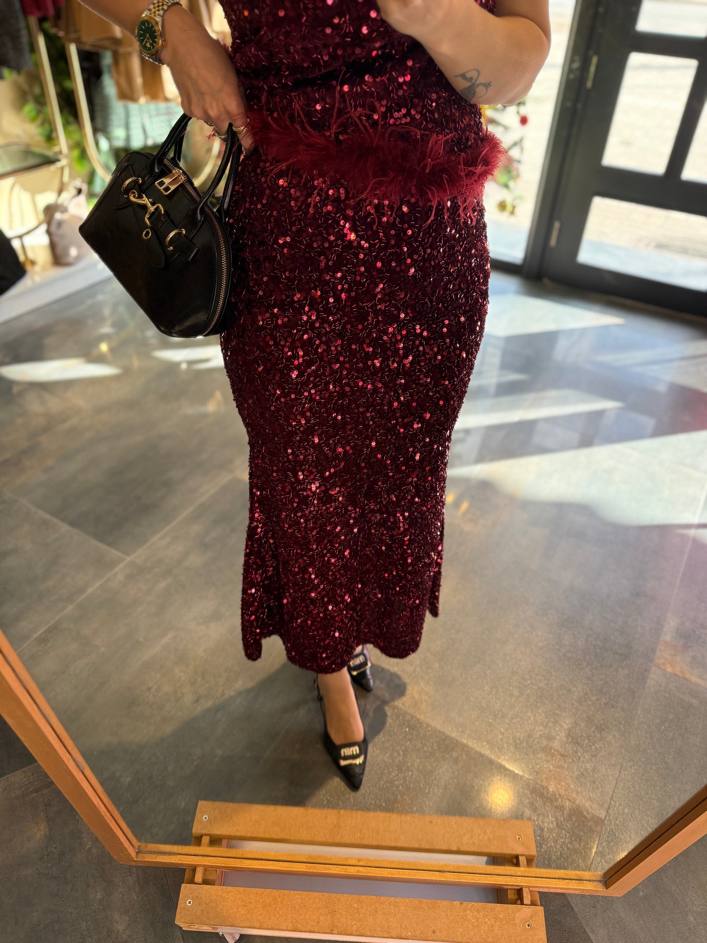 Nira Bordo Pullu Etek & Bluz Takım