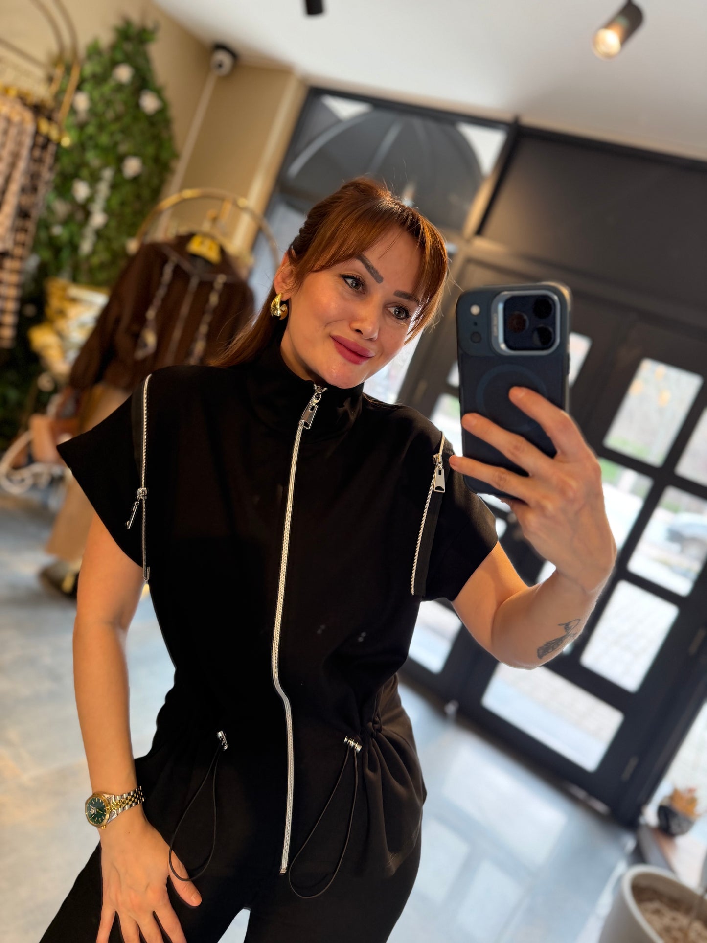 Lume Fermuar Detaylı Siyah Modal Takım