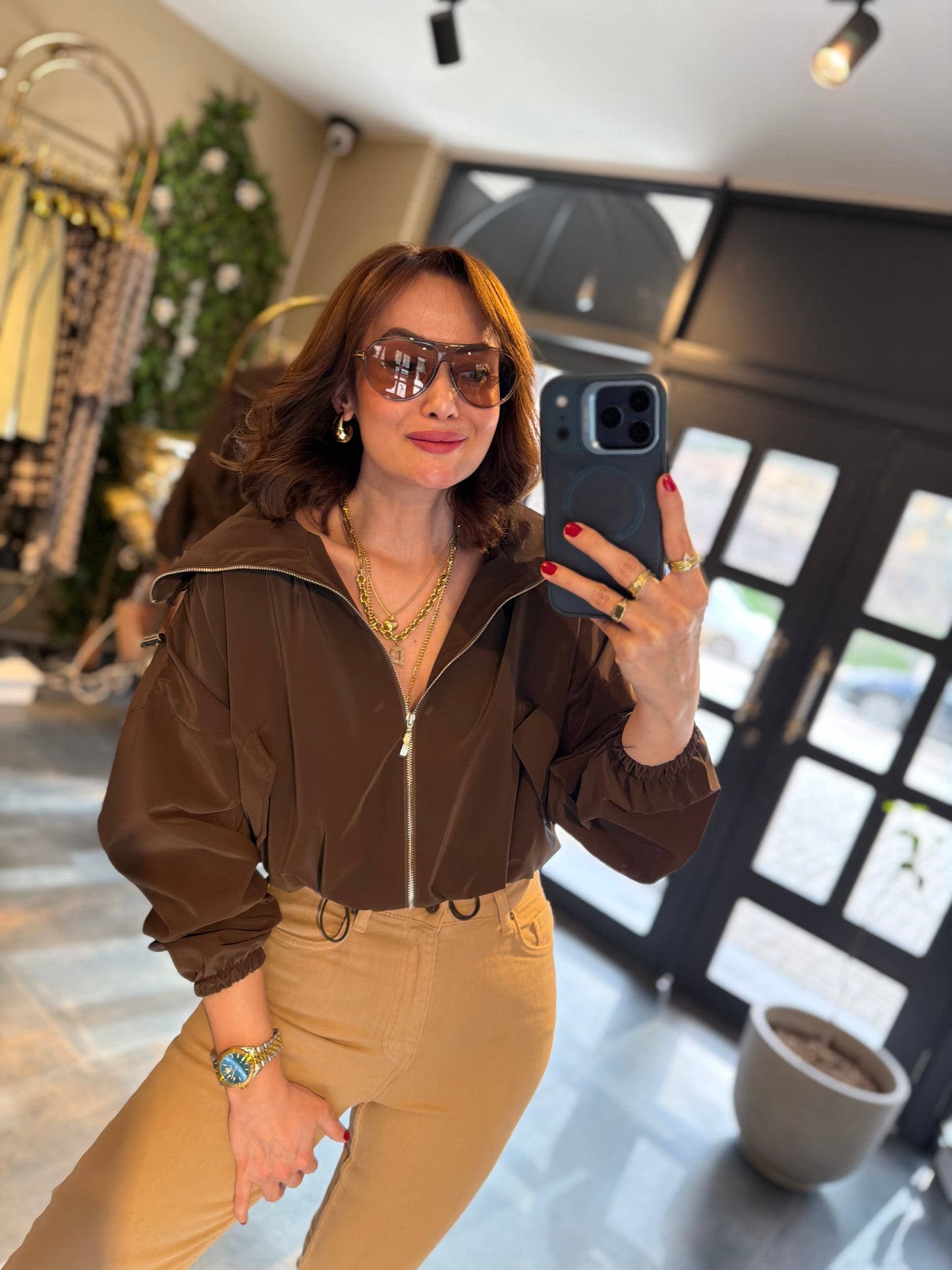 Krista Kahve Büzgülü Ceket