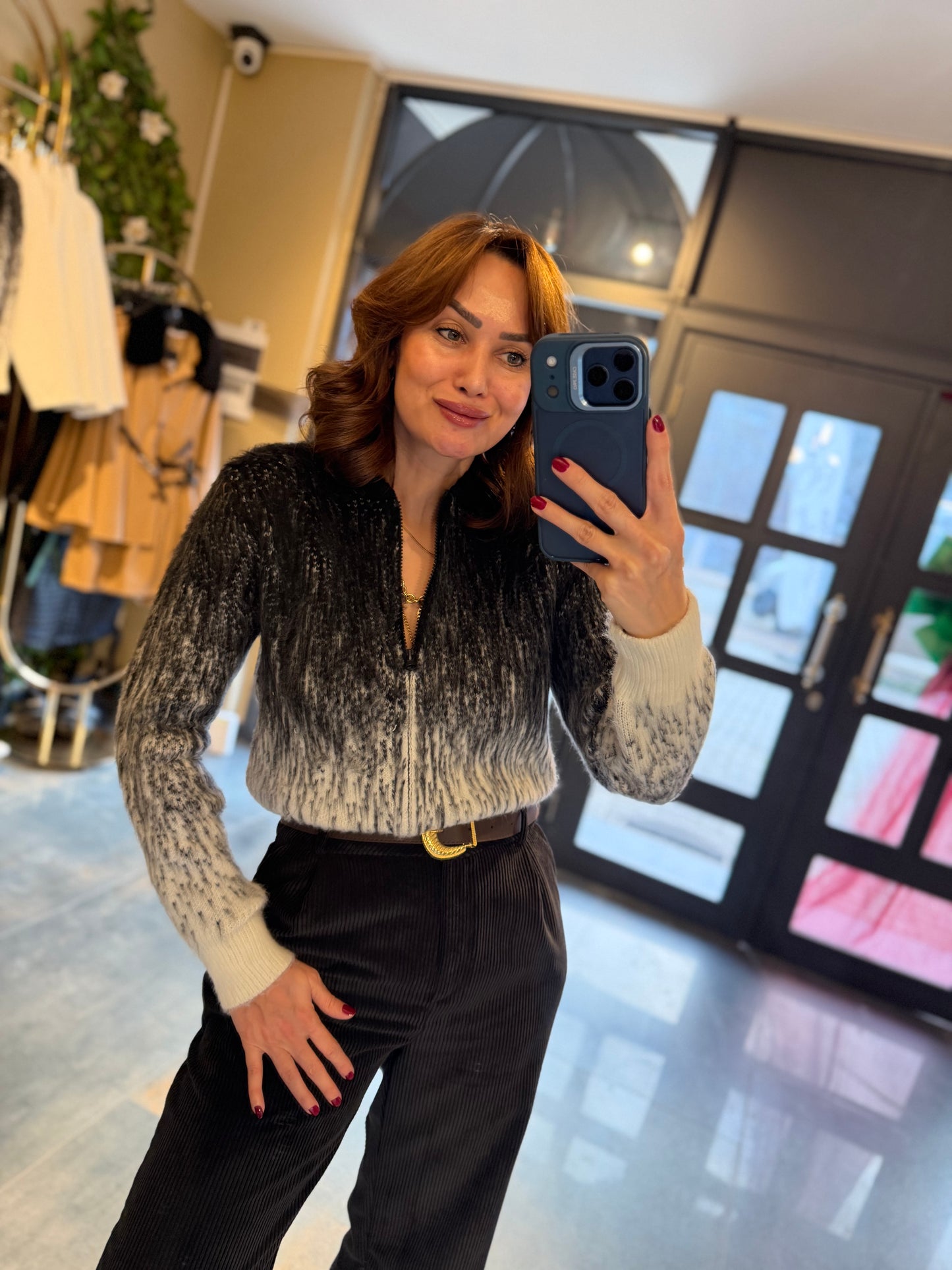 Bali Fermuar Detaylı Kaşmir Hırka