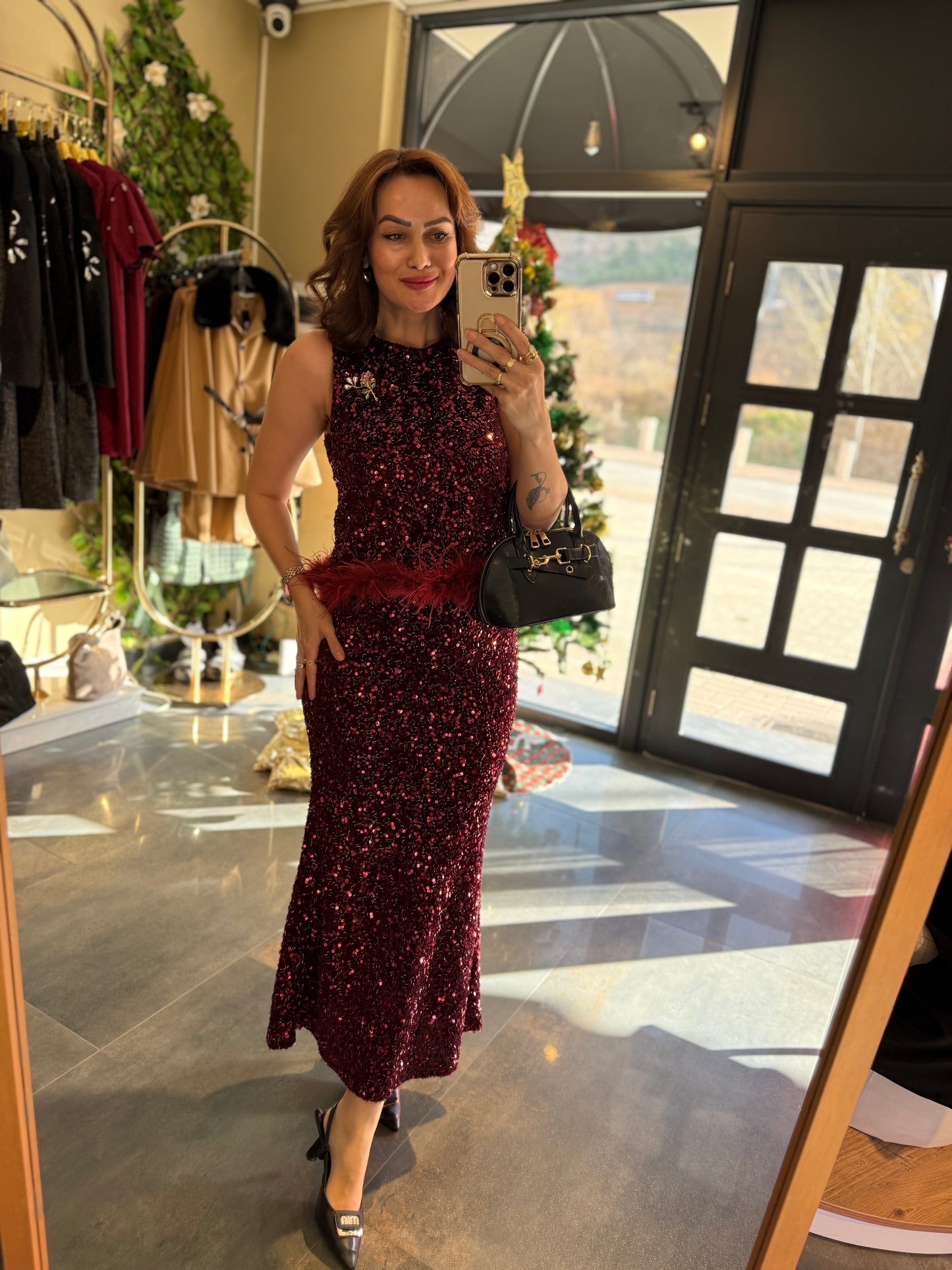 Nira Bordo Pullu Etek & Bluz Takım