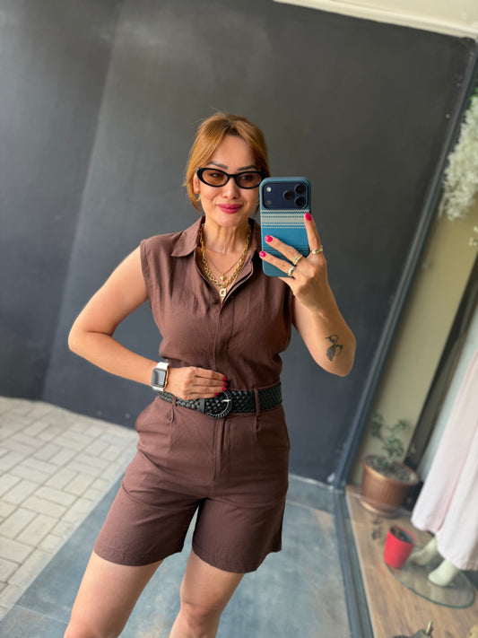 Kahve Keten Blush Tulum