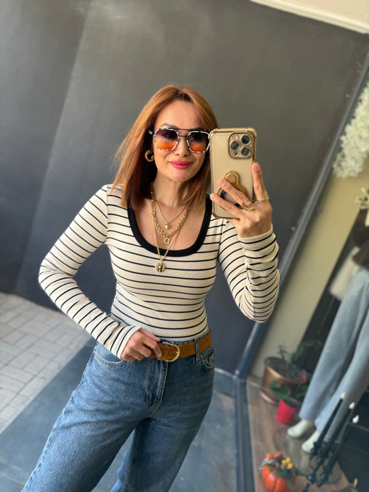 Hayko Çizgili Basic Bluz